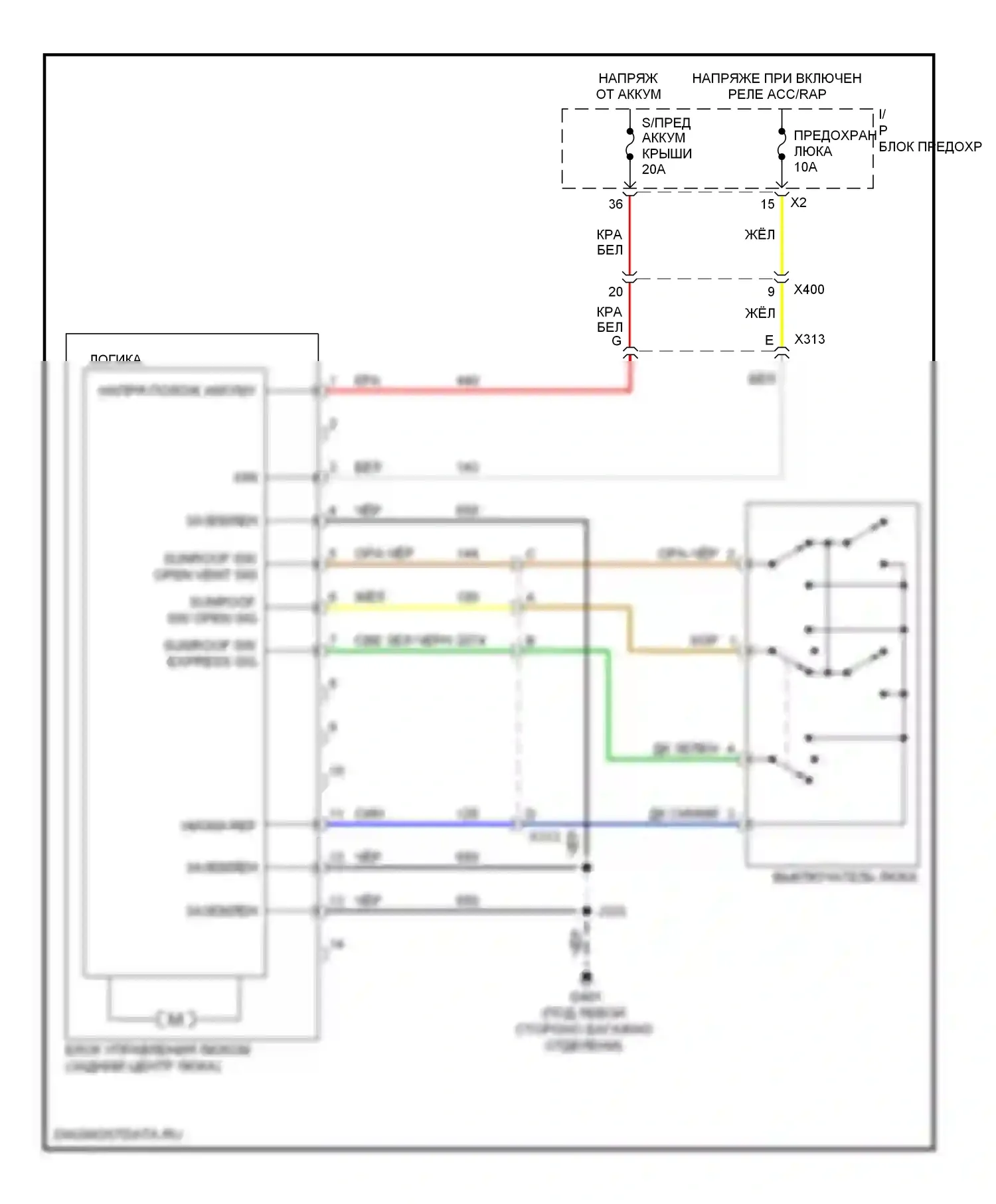Captiva Chevrolet I рестайлинг 2 (2013-2016): Электросхема складной крыши/люка 