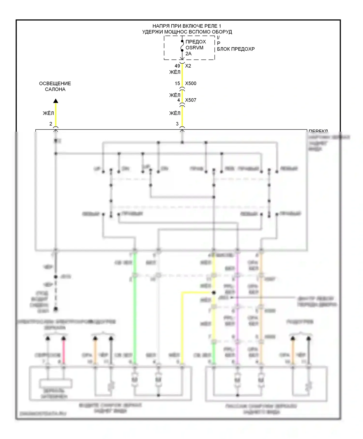 Captiva Chevrolet I рестайлинг 2 (2013-2016): Электросхема управления зеркалами заднего вида 