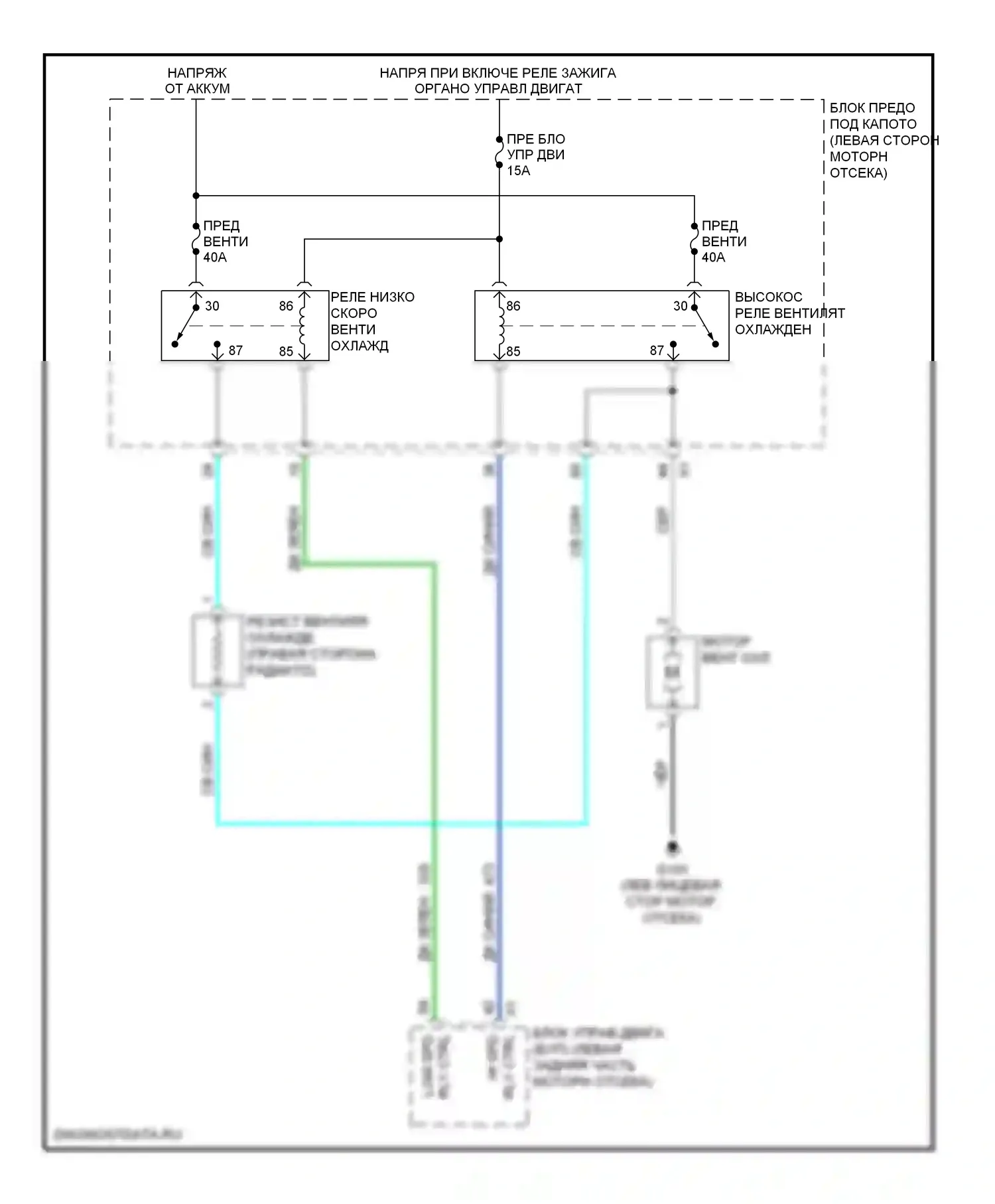 Captiva Chevrolet I рестайлинг 2 (2013-2016): 2,4л vin k, электросхема вентилятора охлаждения 