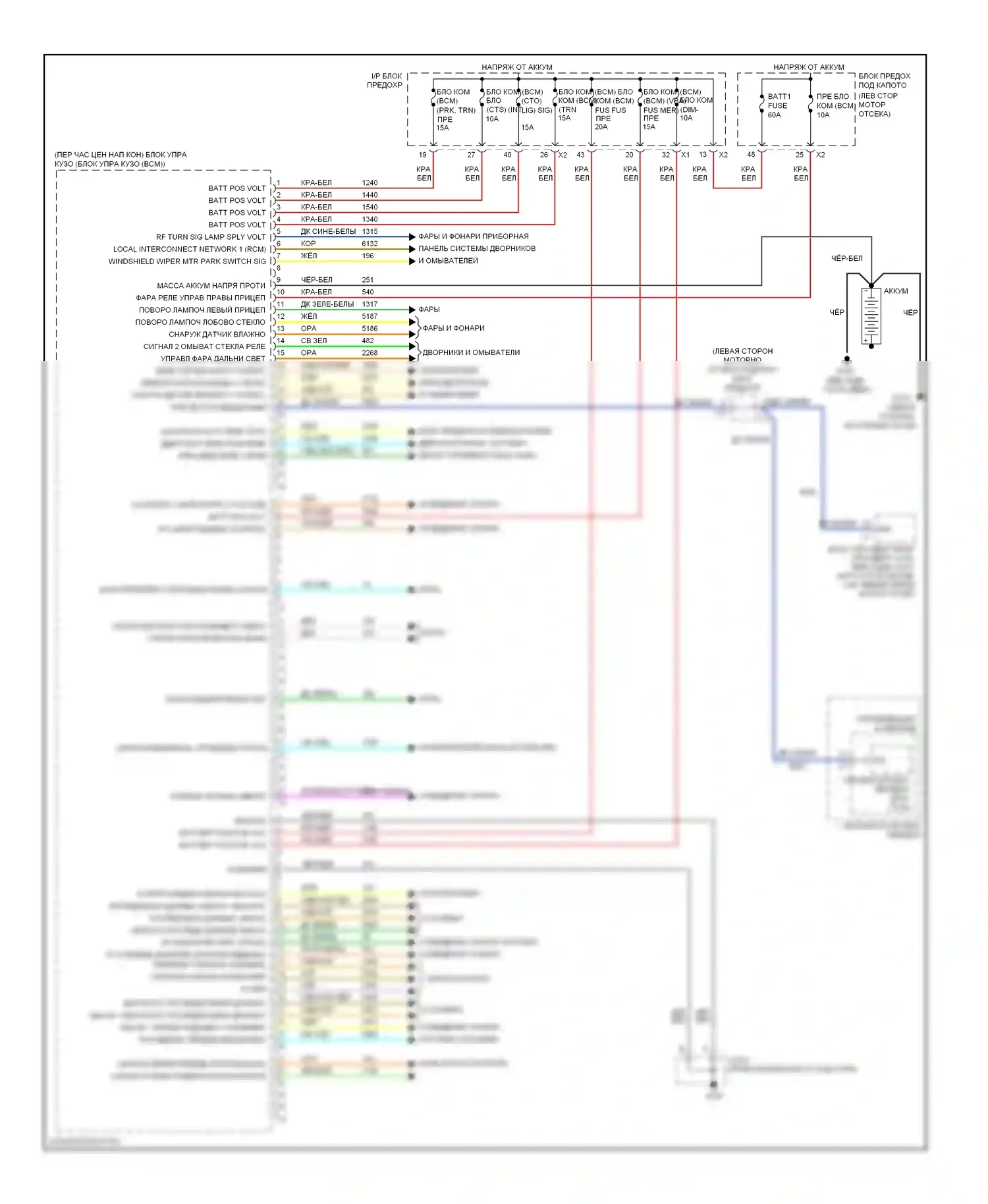 Captiva Chevrolet I рестайлинг (2011-2013): Электросхема блоков управления кузовом (1 из 2) 