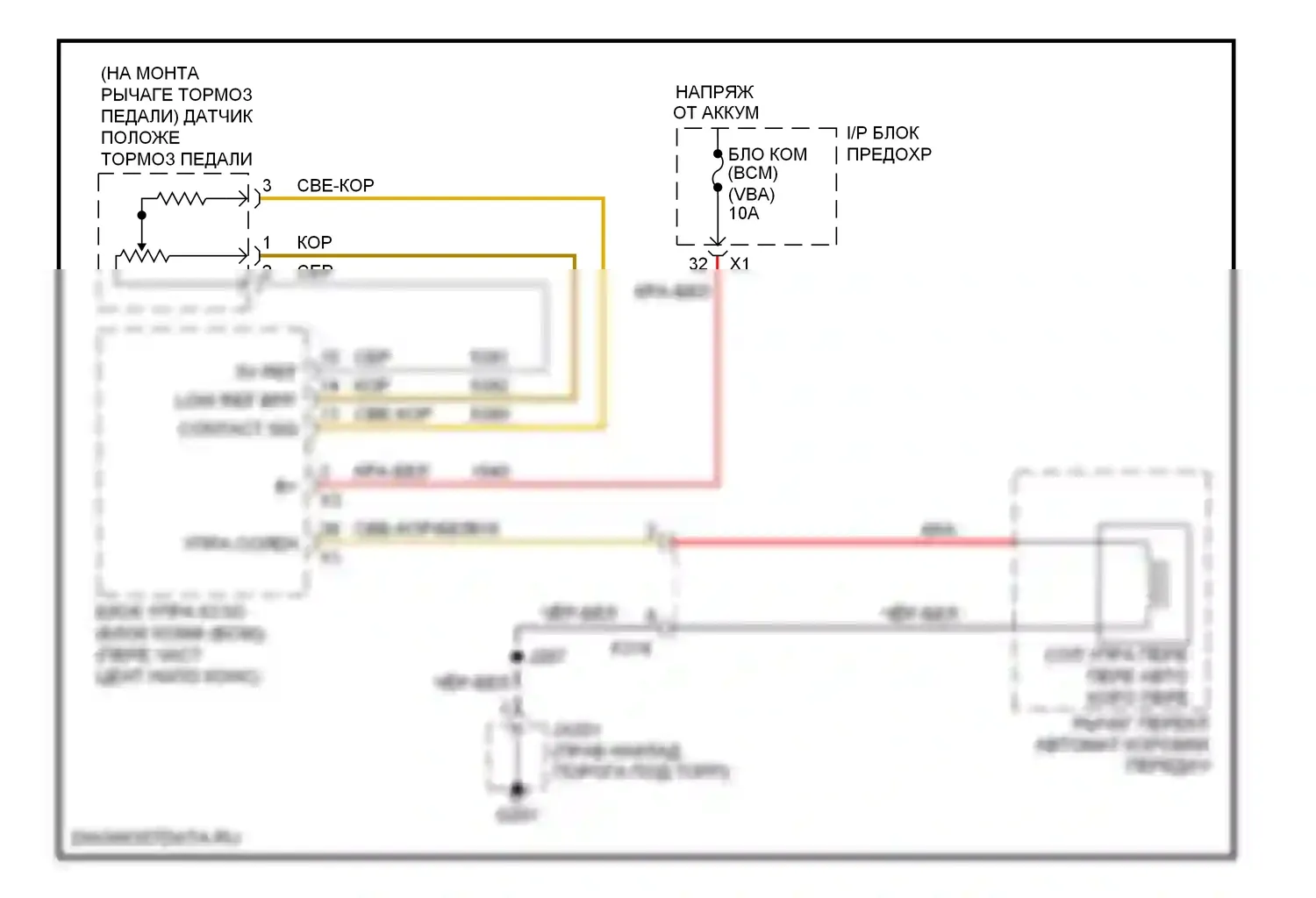 Captiva Chevrolet I рестайлинг (2011-2013): Электросхема блокировки селектора 