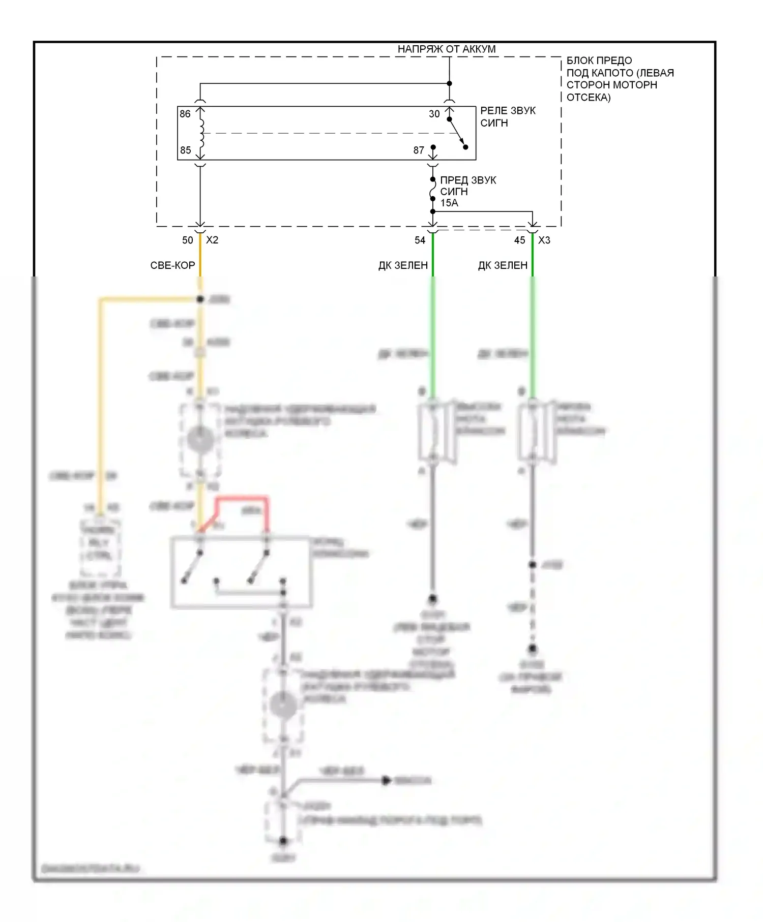 Captiva Chevrolet I рестайлинг (2011-2013): Электросхема клаксона 