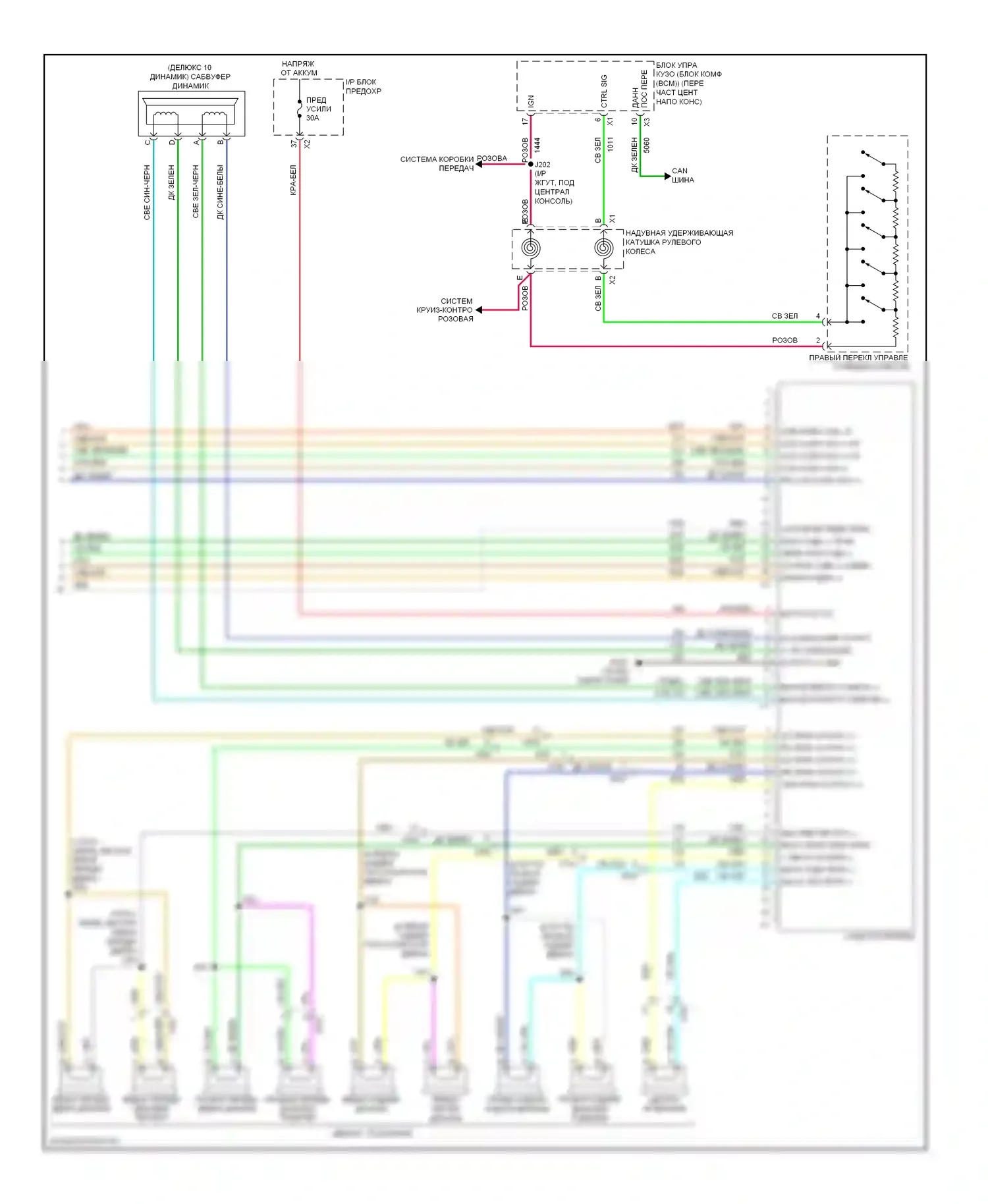 Captiva Chevrolet I рестайлинг (2011-2013): Электросхема радиосистемы премиум-класса (2 из 2) 