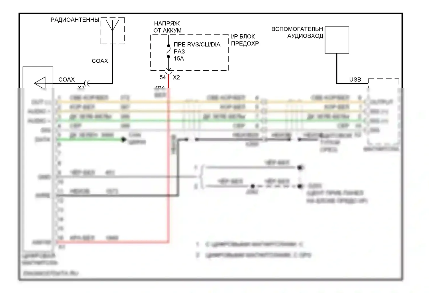 Captiva Chevrolet I рестайлинг (2011-2013): Электросхема спутниковой магнитолы 