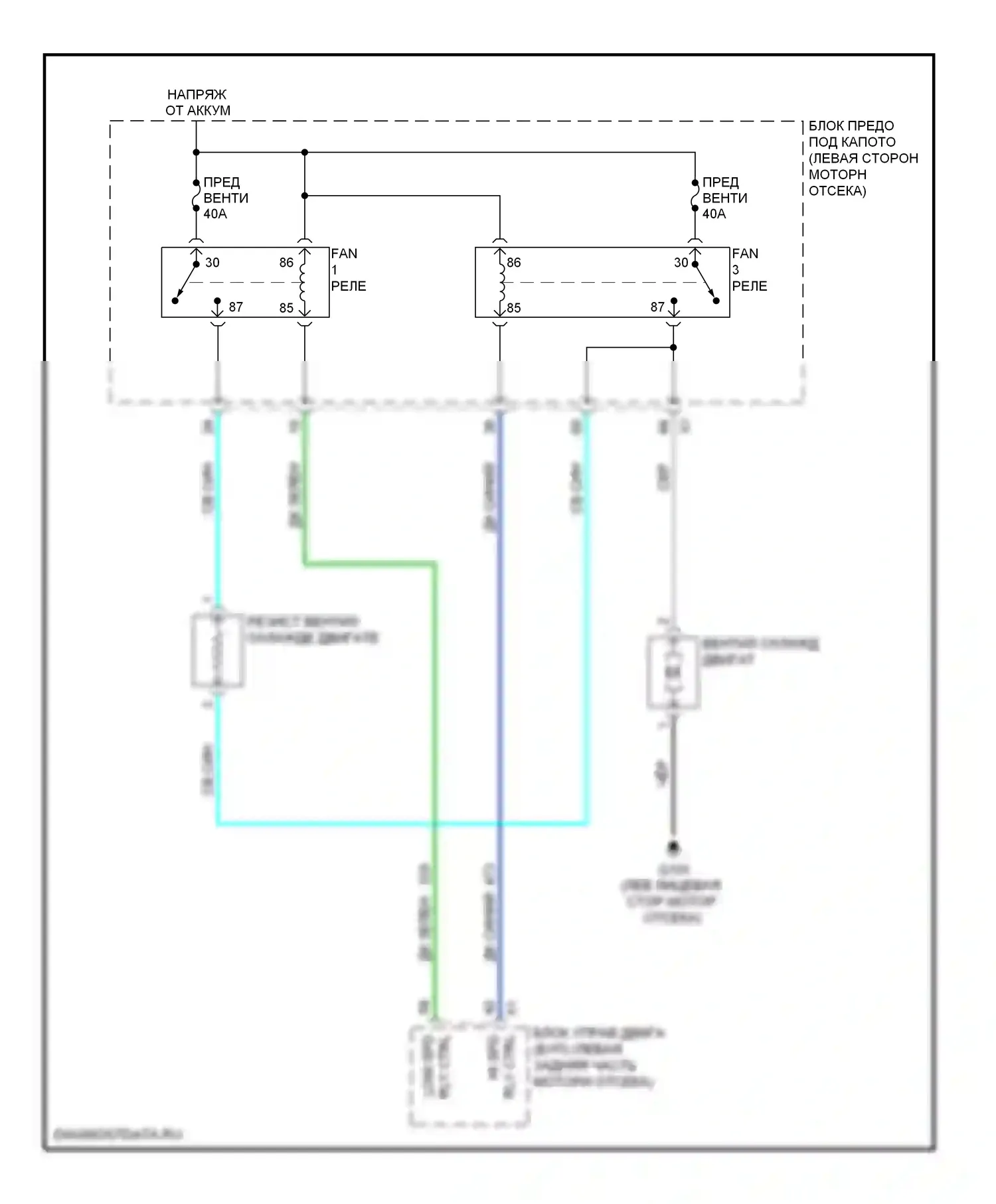 Captiva Chevrolet I рестайлинг (2011-2013): 2,4л vin x, электросхема вентилятора охлаждения 