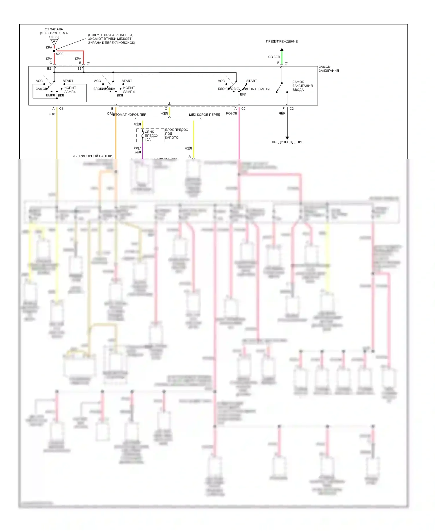 Cavalier Chevrolet III (1995-2005): Электросхема блока предохранителей реле (2 из 2) 