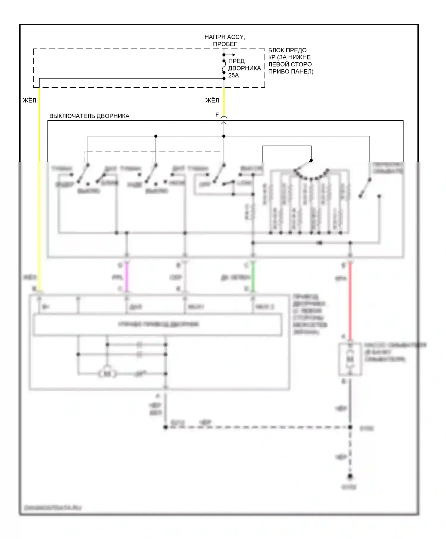 Cavalier Chevrolet III (1995-2005): Электросхема прерывистых дворников и омывателей, позднего выпуска 