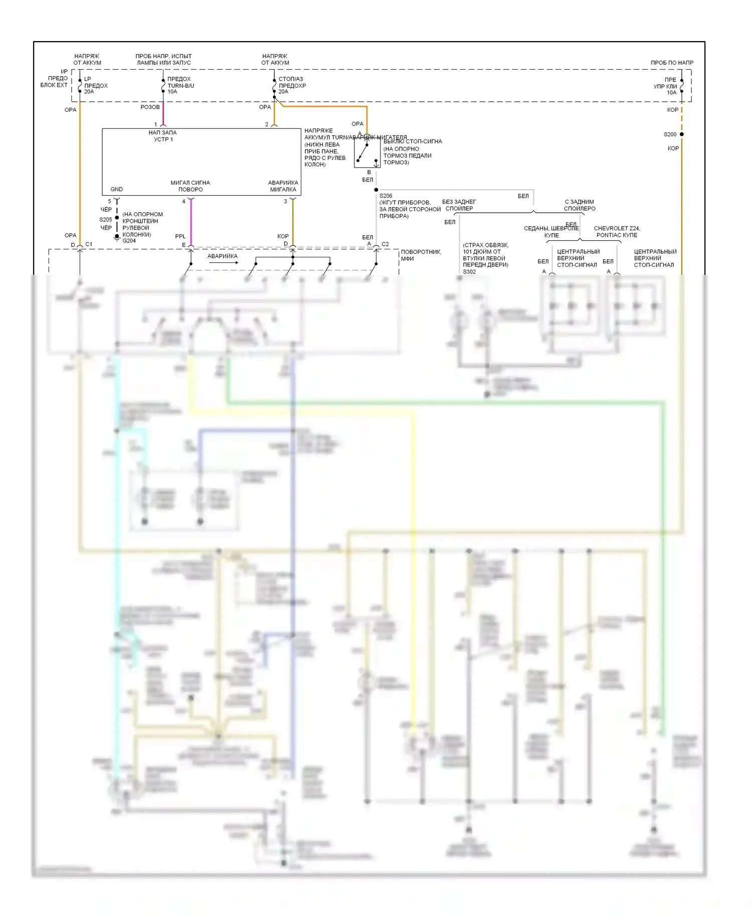 Cavalier Chevrolet III (1995-2005): Электросхема фар и фонарей 