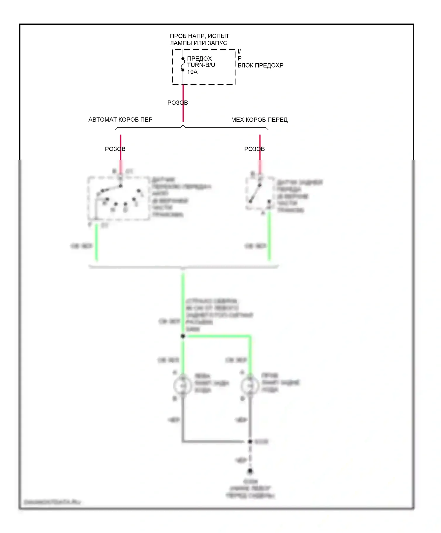 Cavalier Chevrolet III (1995-2005): Электросхема фонарей заднего хода 