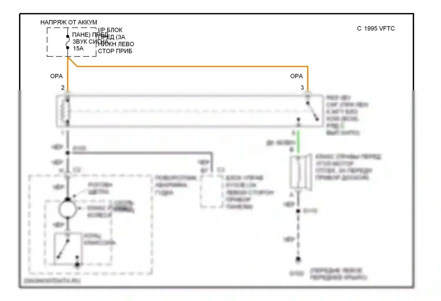 Cavalier Chevrolet III (1995-2005): Электросхема клаксона, ранний выпуск 