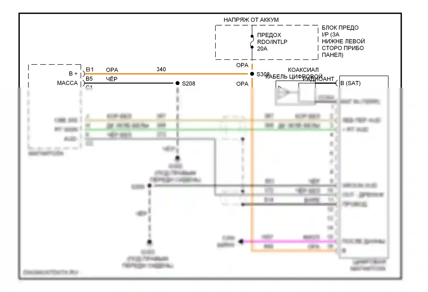 Cavalier Chevrolet III (1995-2005): Электросхема спутниковой магнитолы 