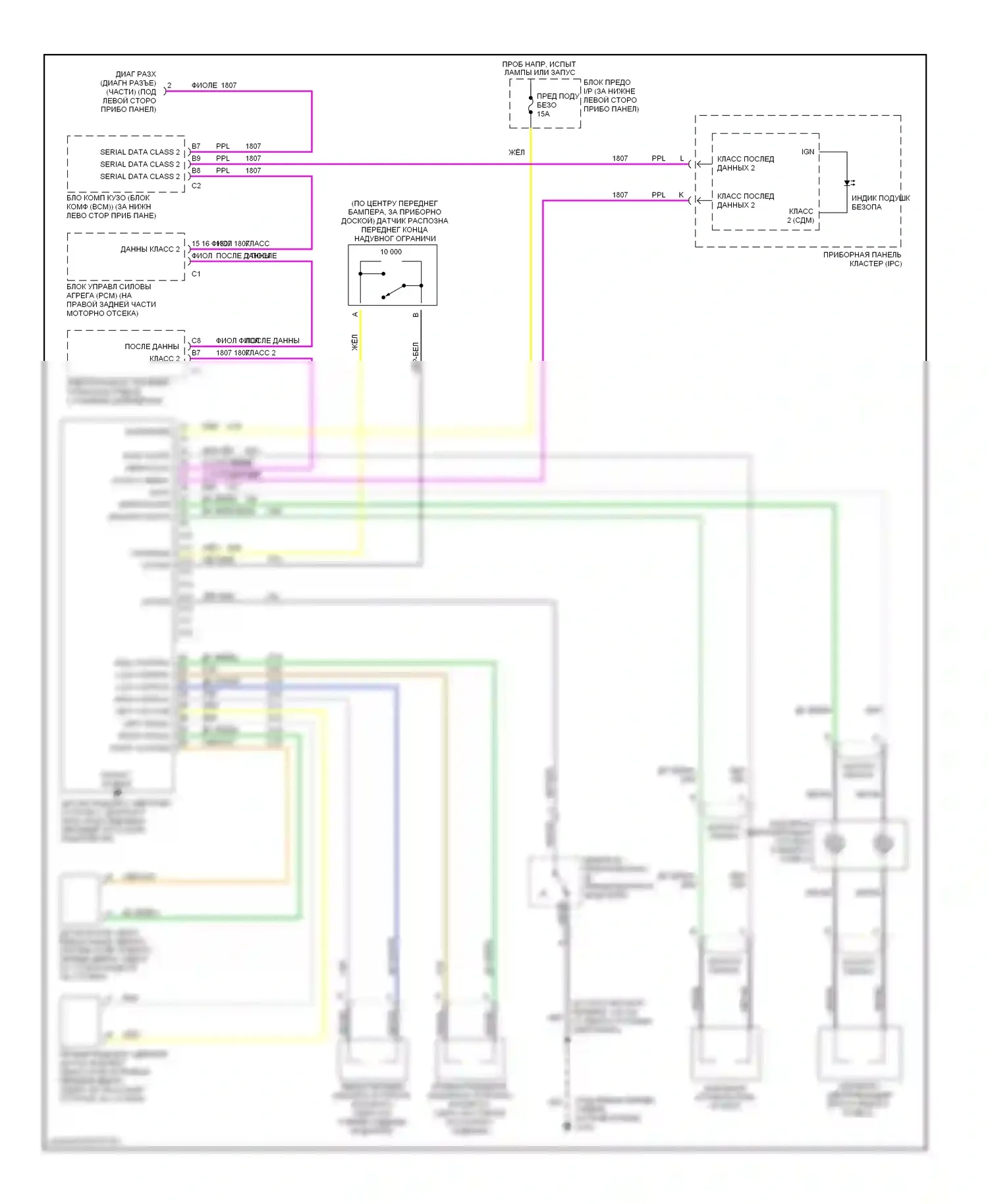 Cavalier Chevrolet III (1995-2005): Электросхема подушек безопасности 