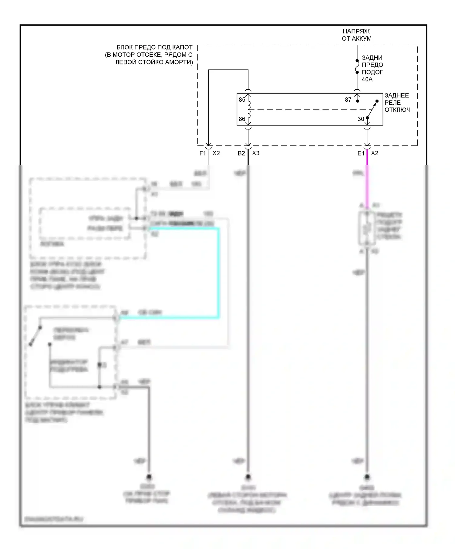Cobalt Chevrolet I (2004-2010): Электросхема подогрева стекол 