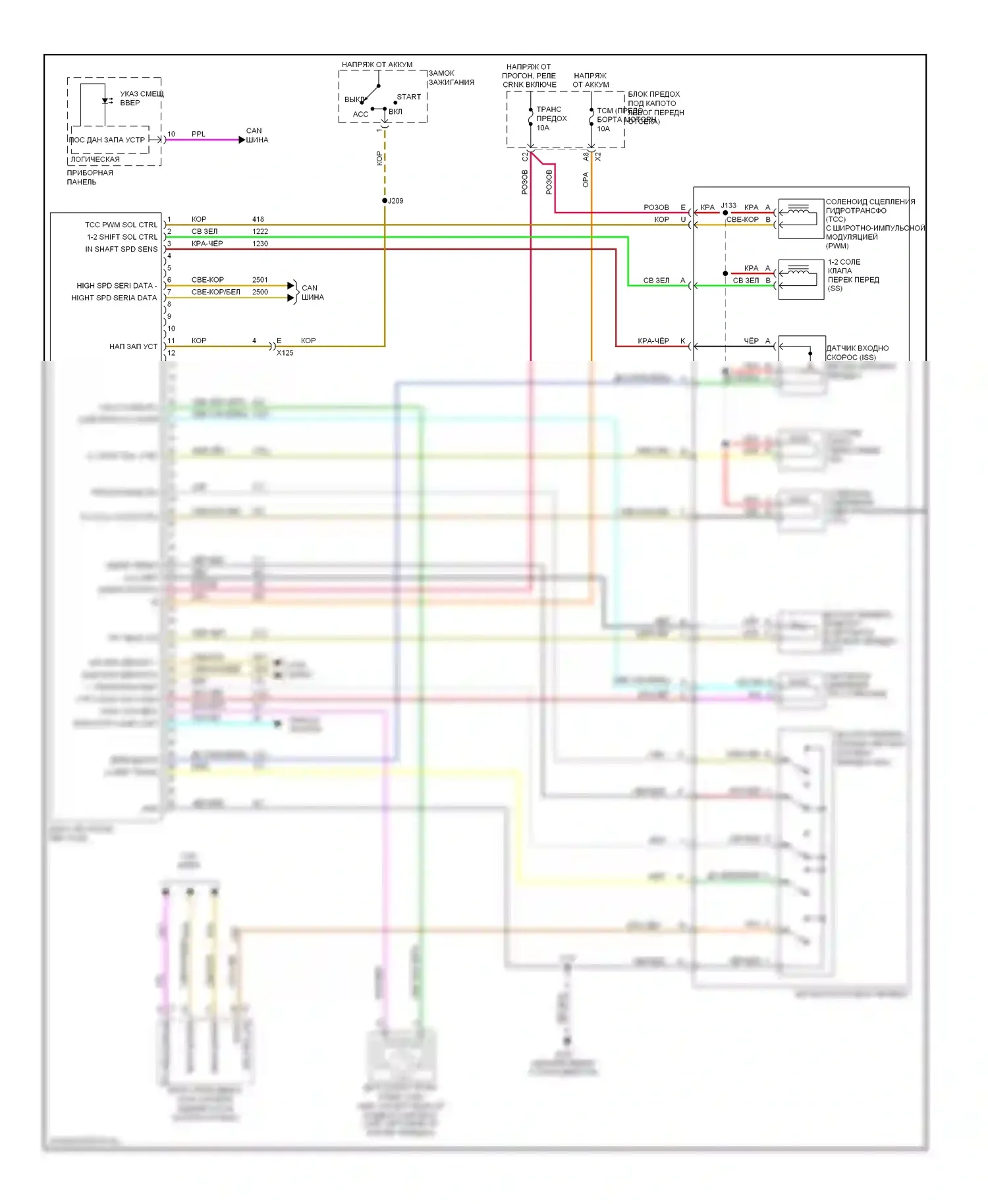 Colorado Chevrolet I (2004-2012): Электросхема автоматической коробки передач 
