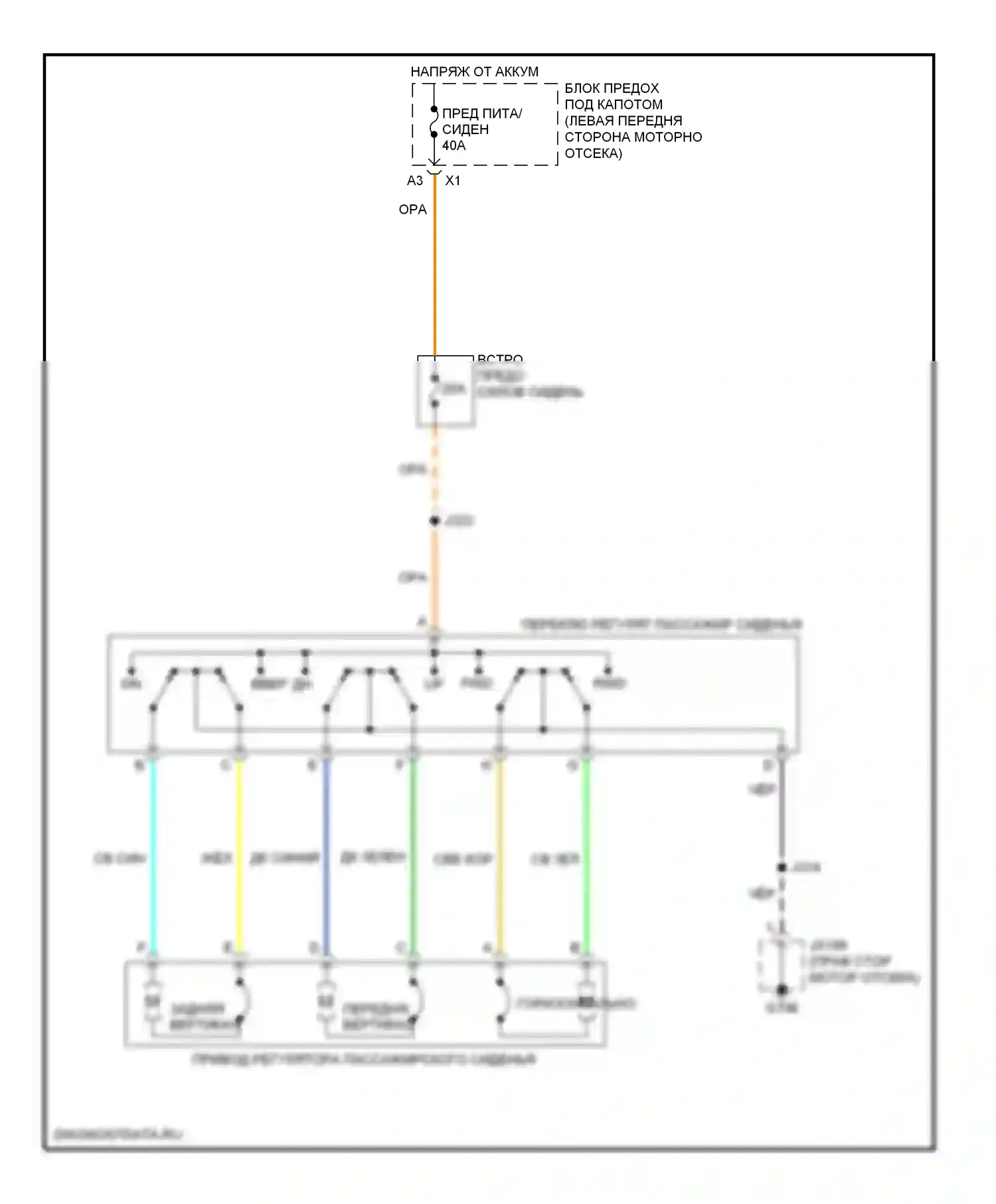 Colorado Chevrolet I (2004-2012): Электросхема сиденья питания для пассажиров 