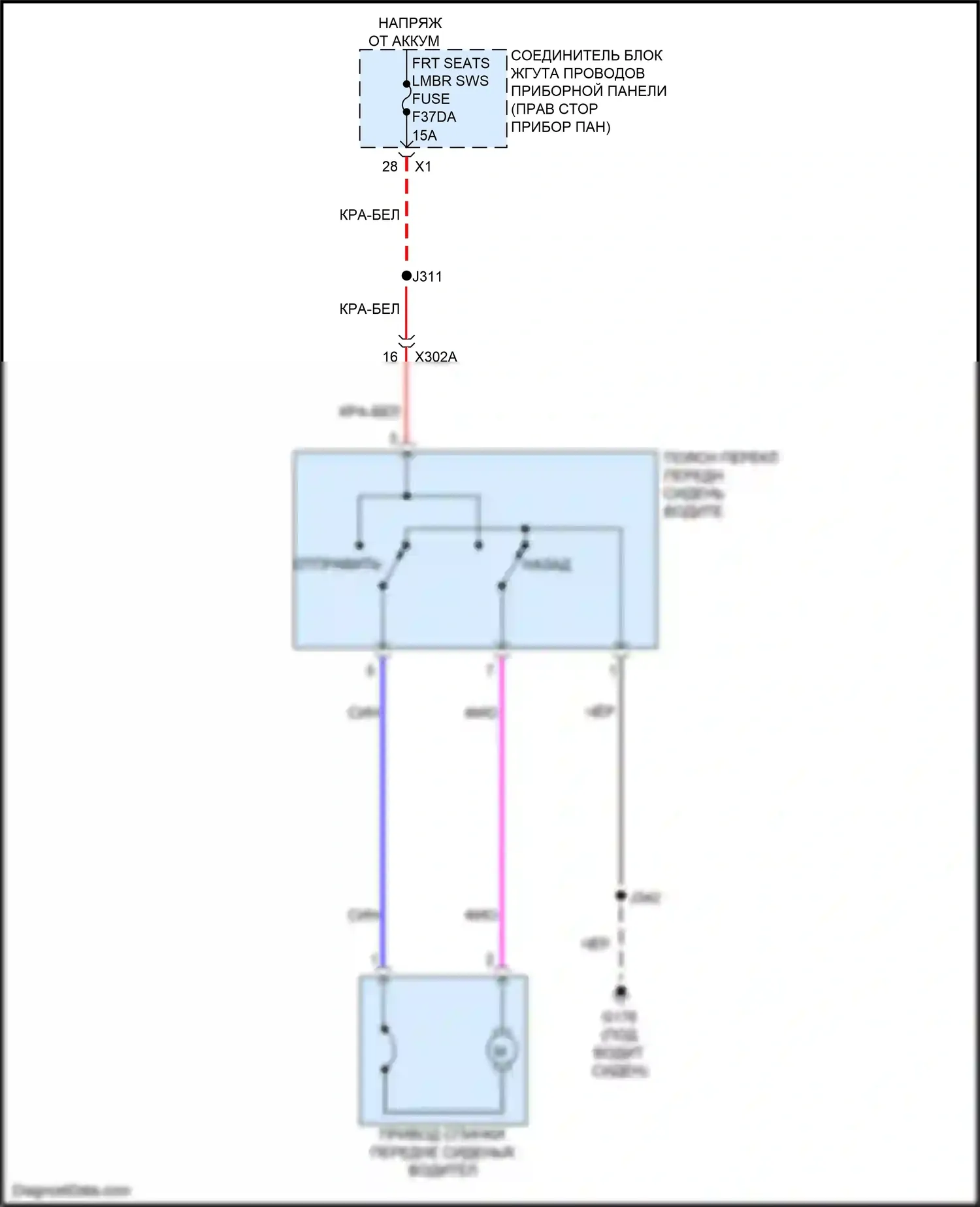 Colorado Chevrolet III (2023-2024): Поясничная электросхема водителя 
