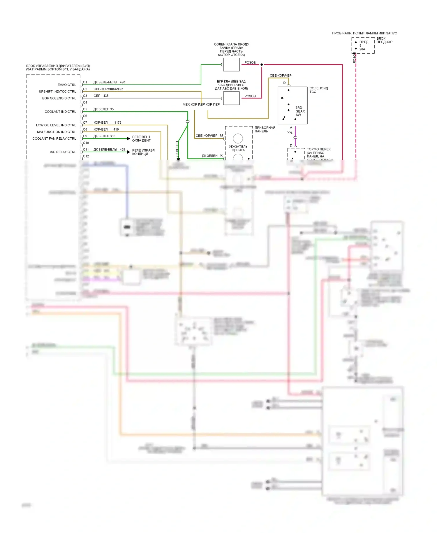 Corsica Chevrolet I (1987-1996): Электросхема двигателя 2.2l (vin 4) s (2 из 2) 