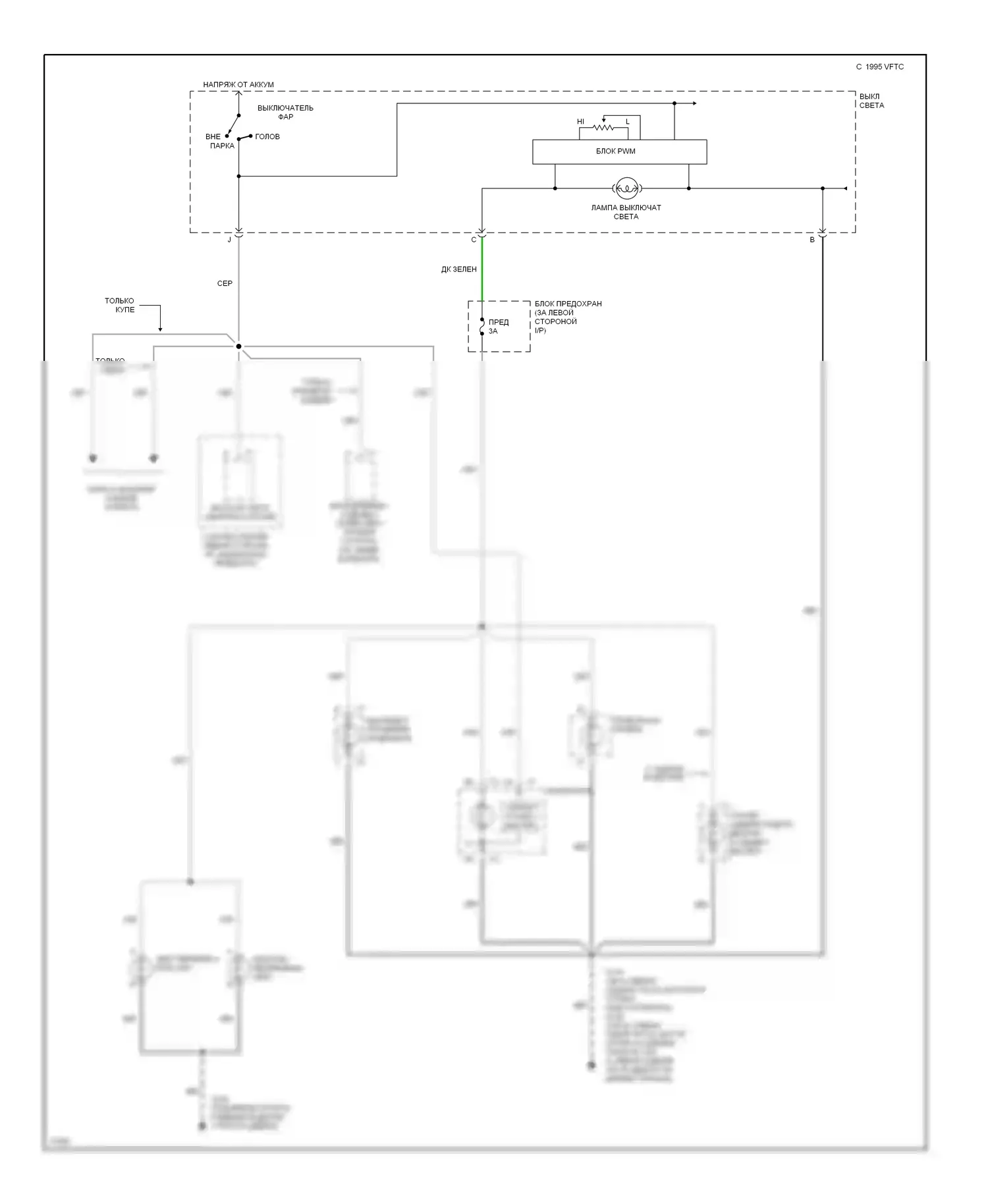 Corsica Chevrolet I (1987-1996): Электросхема подсветки приборной панели 