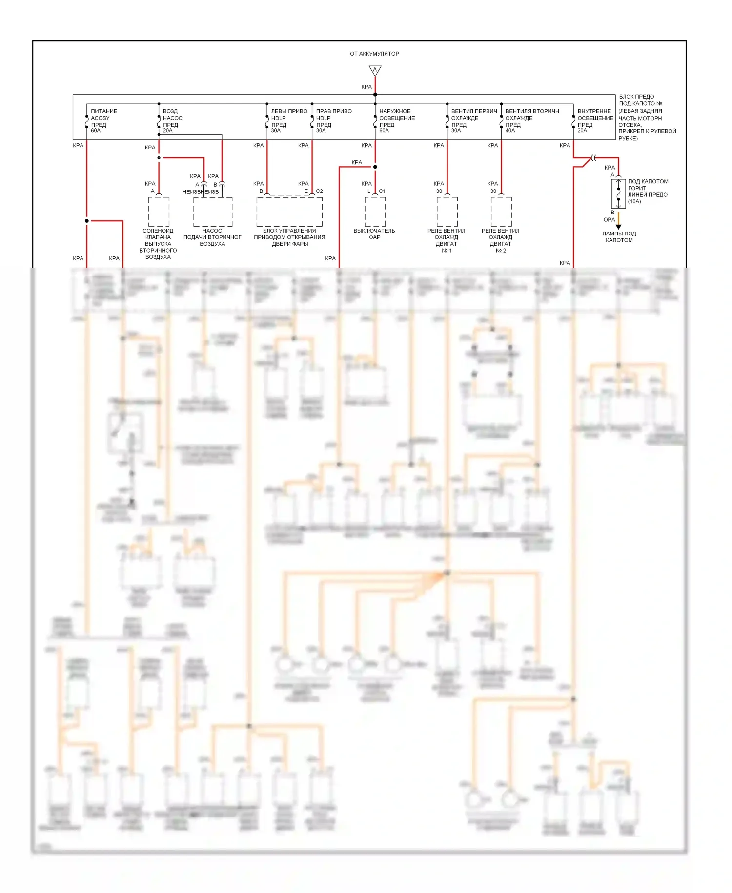 Corvette Chevrolet C4 (1984-1998): Электросхема блока предохранителей реле (2 из 4) 