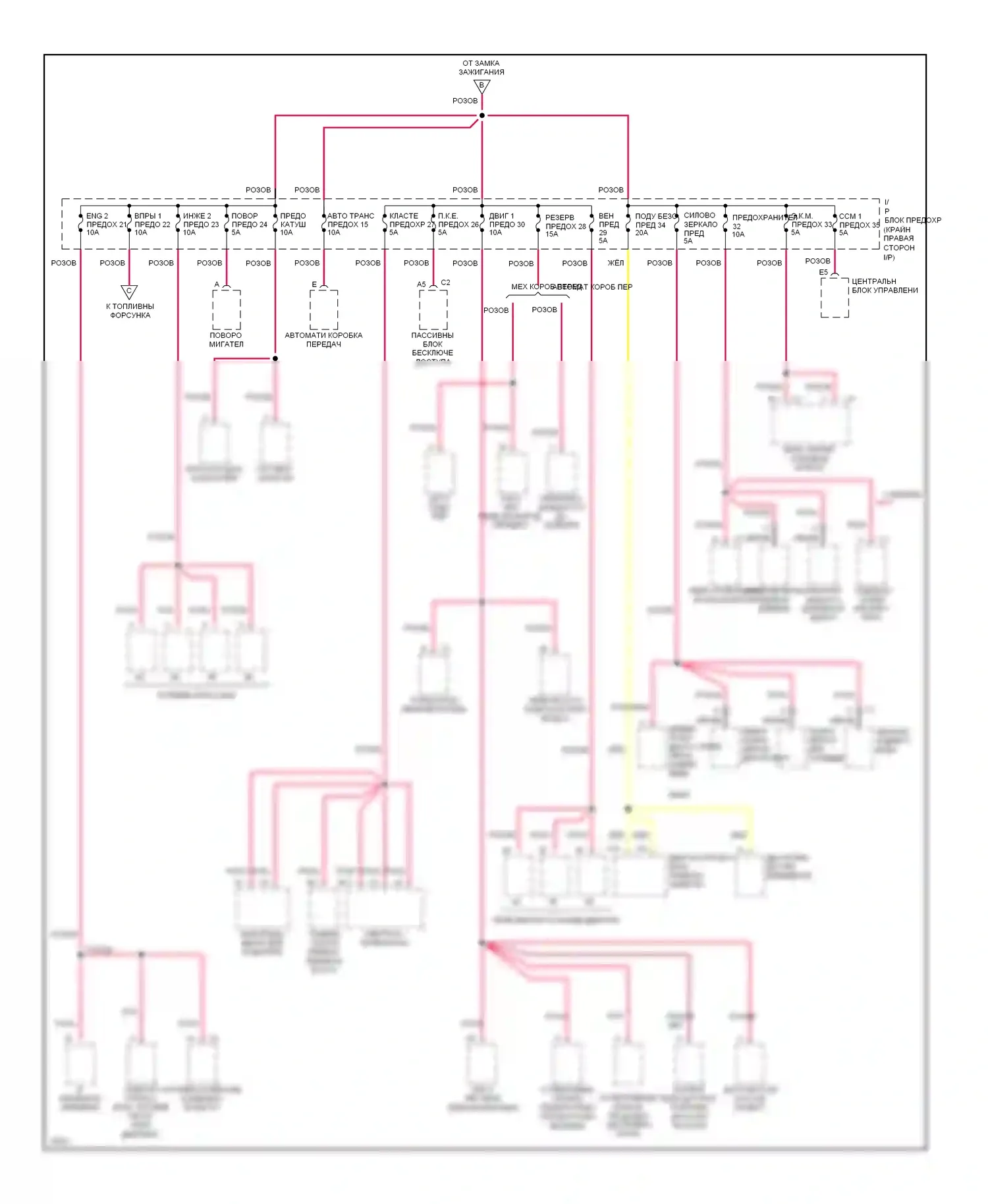 Corvette Chevrolet C4 (1984-1998): Электросхема блока предохранителей реле (3 из 4) 