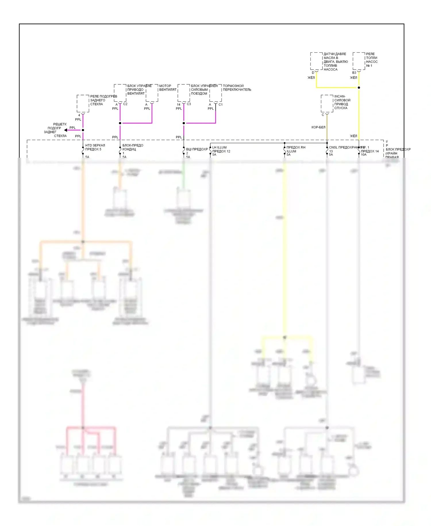 Corvette Chevrolet C4 (1984-1998): Электросхема блока предохранителей реле (4 из 4) 