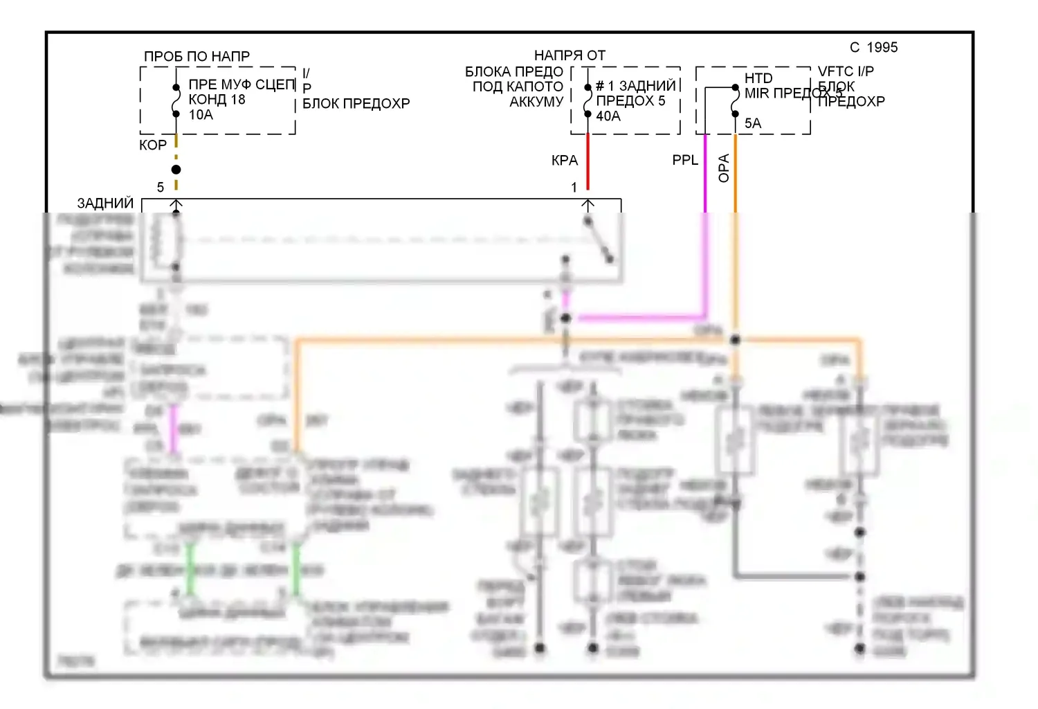 Corvette Chevrolet C4 (1984-1998): Электросхема подогрева, с автоматическим кондиционером 