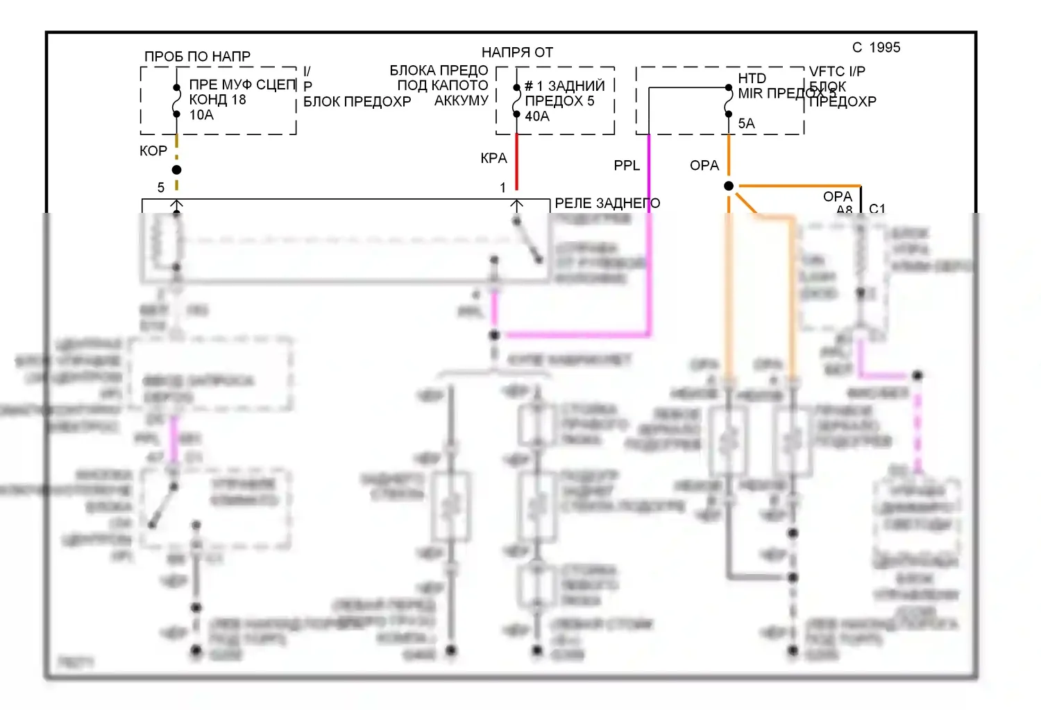 Corvette Chevrolet C4 (1984-1998): Электросхема подогрева, с ручным кондиционером 