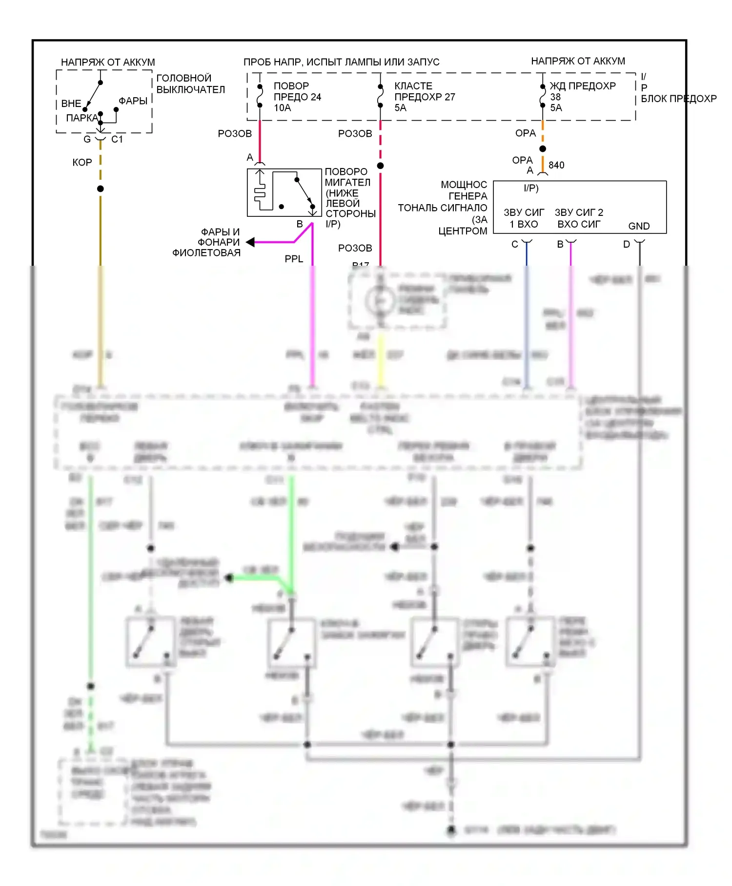 Corvette Chevrolet C4 (1984-1998): Электросхемы системы оповещения 