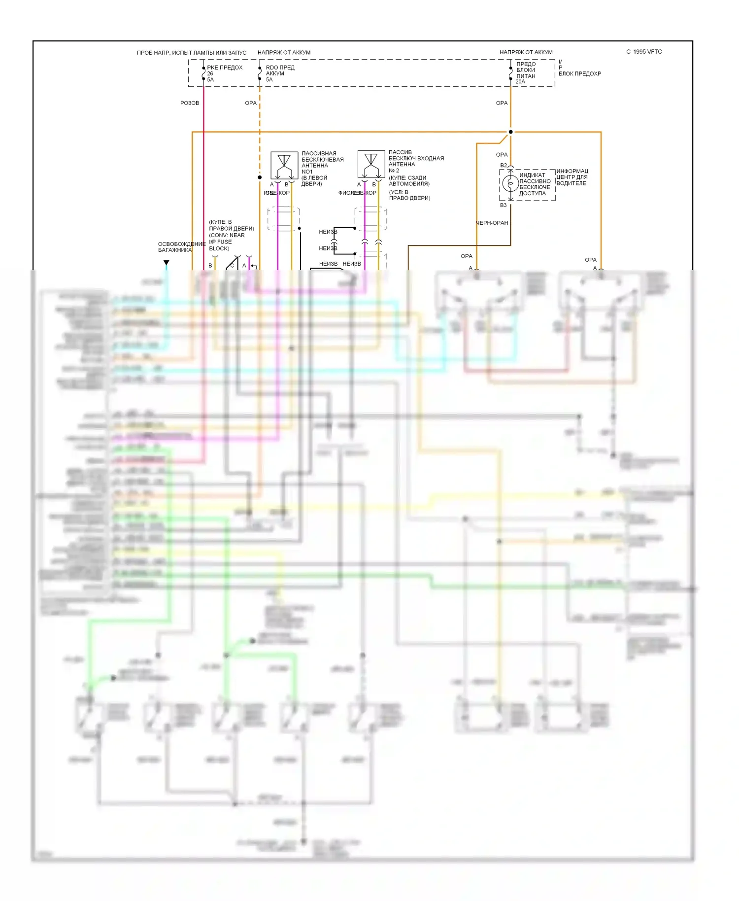 Corvette Chevrolet C4 (1984-1998): Электросхема замка силовой двери 