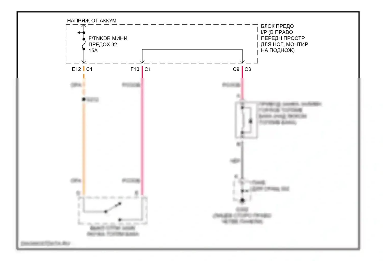 Corvette Chevrolet C5 (1997-2004): Электросхема открытия лючка топливного бака 
