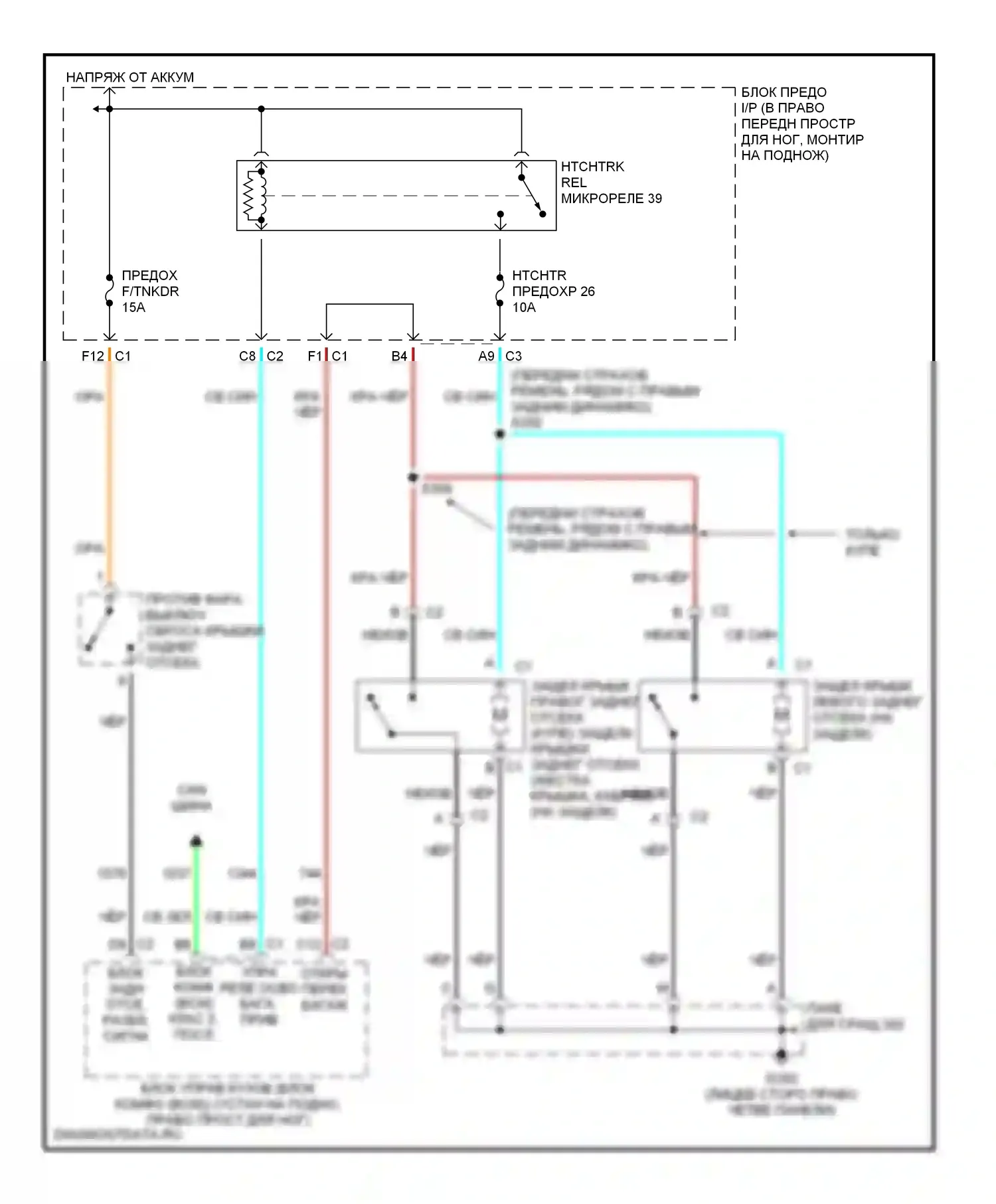 Corvette Chevrolet C5 (1997-2004): Электросхема выпуска люка 