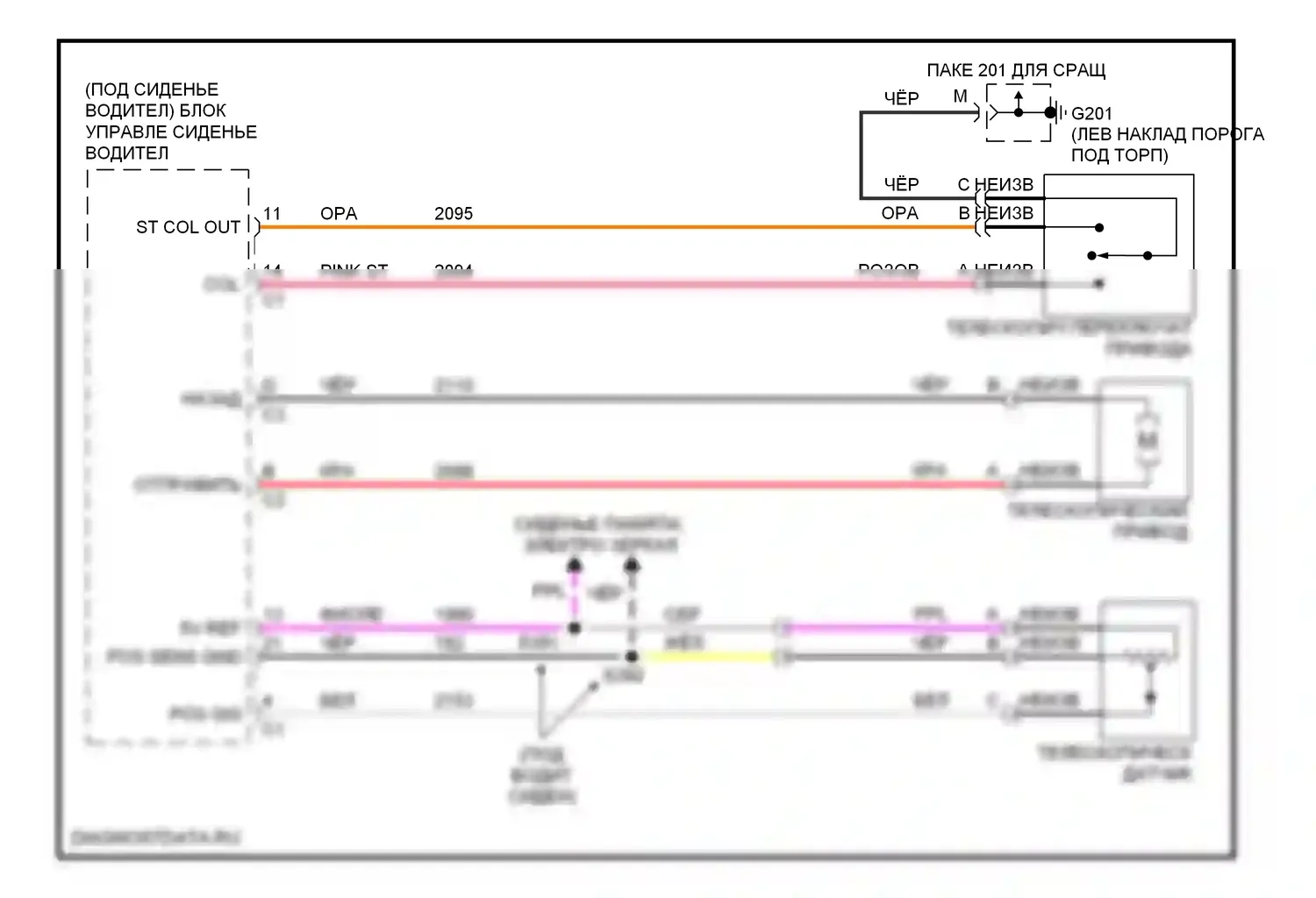 Corvette Chevrolet C5 (1997-2004): Электросхема памяти рулевой колонки 