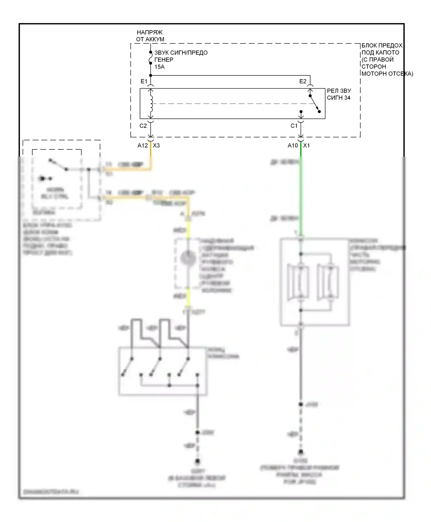 Corvette Chevrolet C6 (2004-2014): Электросхема клаксона 