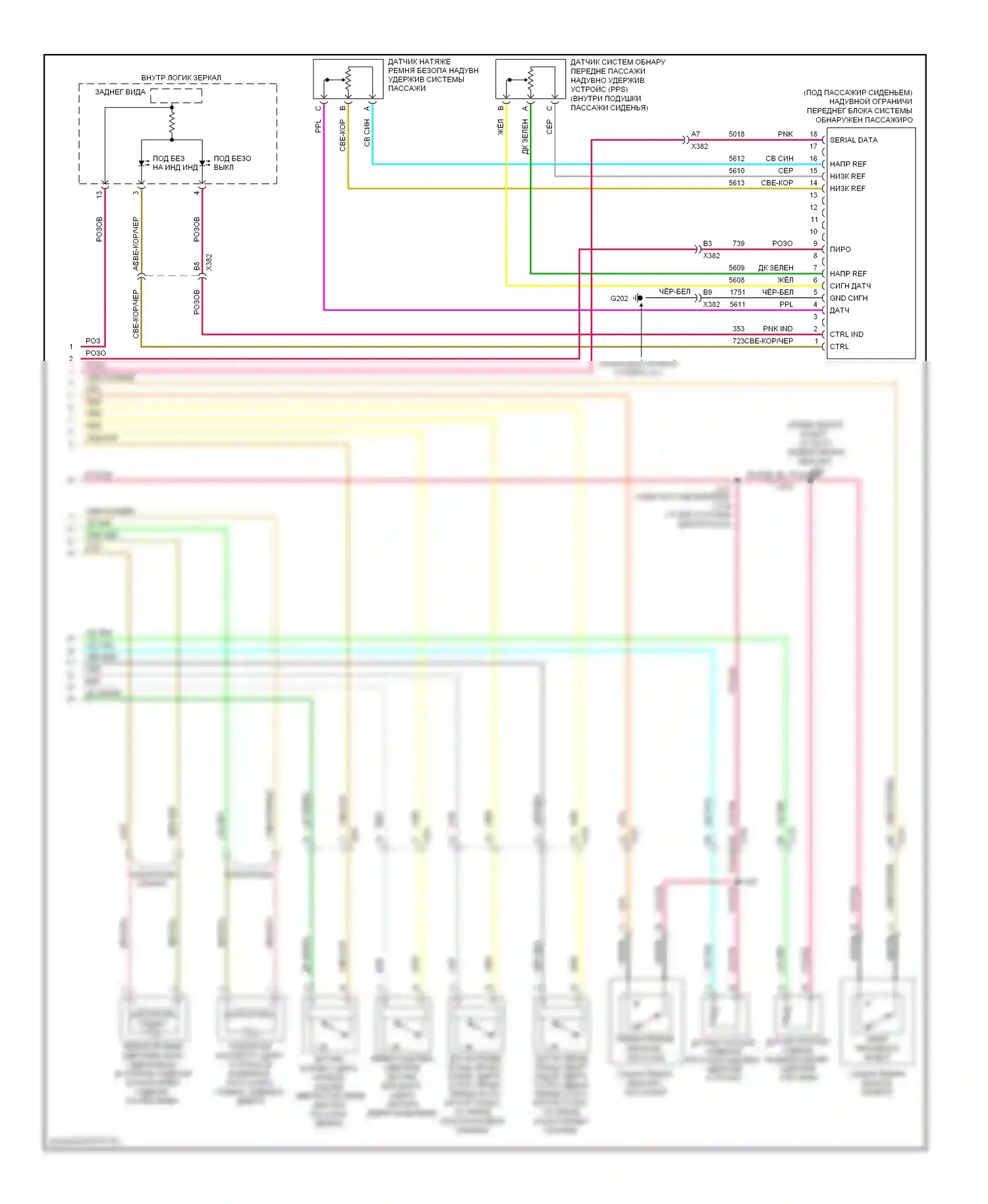 Corvette Chevrolet C6 (2004-2014): Электросхема подушек безопасности (2 из 2) 