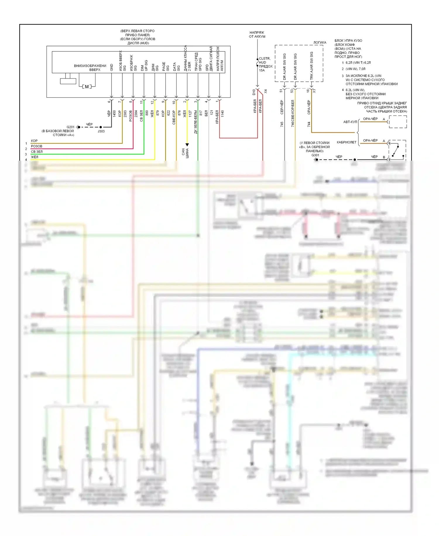 Corvette Chevrolet C6 (2004-2014): Электросхема приборной панели (2 из 2) 