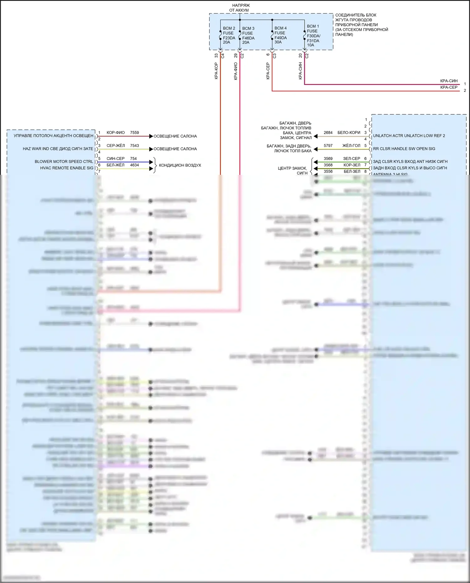 Corvette Chevrolet C8 (2020-2024): Электросхема блоков управления кузовом (1 из 2) 