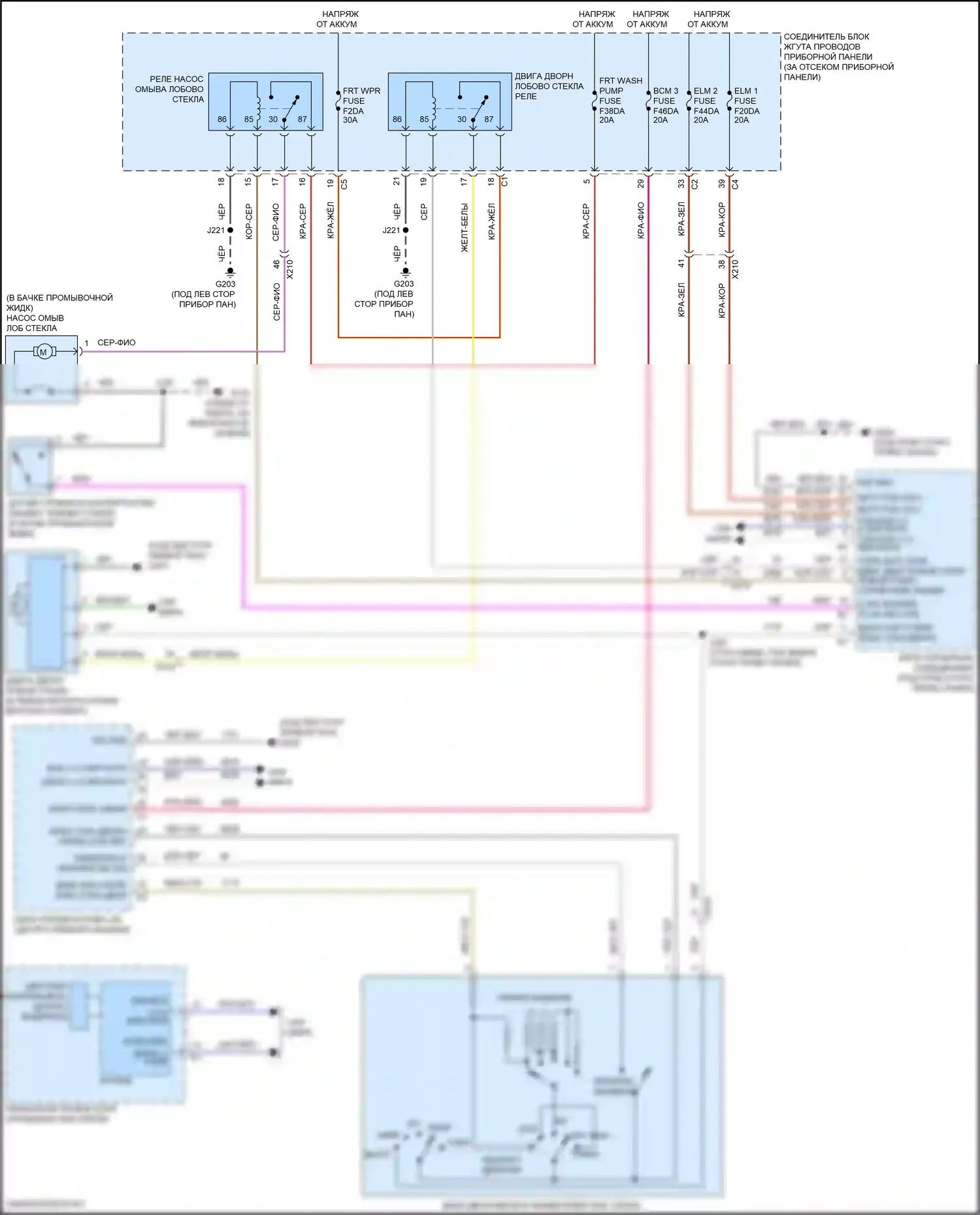 Corvette Chevrolet C8 (2020-2024): Дворники и омыватели электросхема 