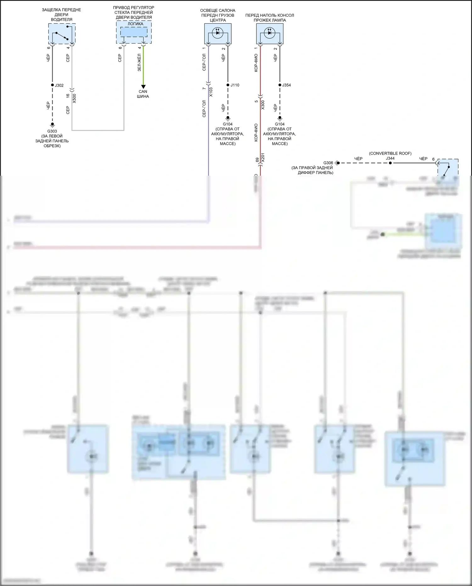 Corvette Chevrolet C8 (2020-2024): Электросхема освещения салона (2 из 2) 