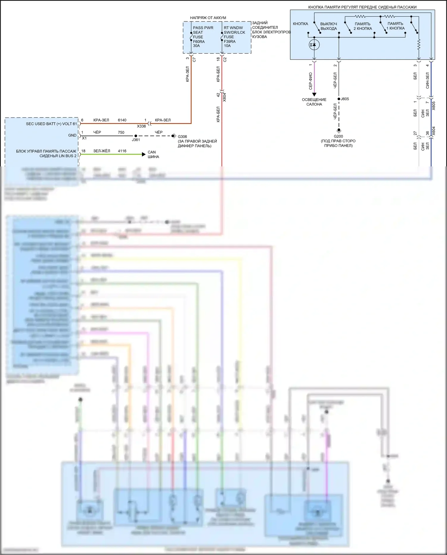 Corvette Chevrolet C8 (2020-2024): Электросхема памяти зеркал (2 из 2) 