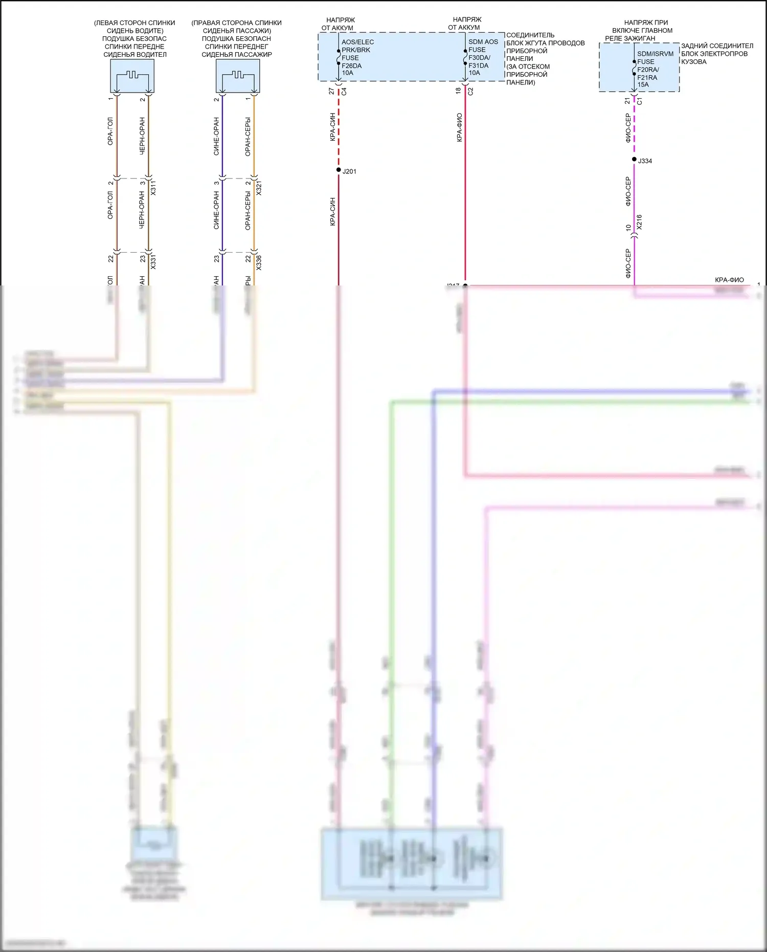 Corvette Chevrolet C8 (2020-2024): Электросхема подушек безопасности (2 из 3) 