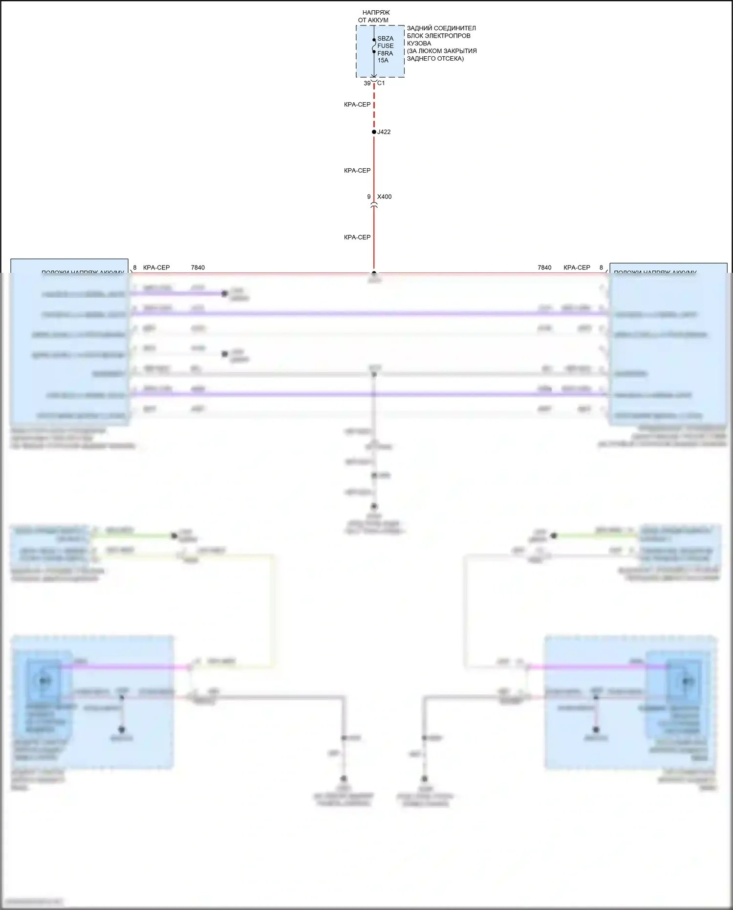 Corvette Chevrolet C8 (2020-2024): Электросхема мониторинга в слепой зоне 