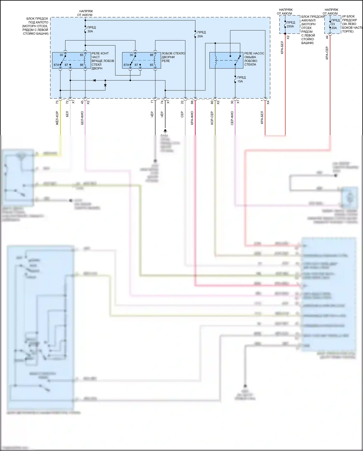 Cruze Chevrolet I рестайлинг (2012-2015): Дворники и омыватели электросхема 