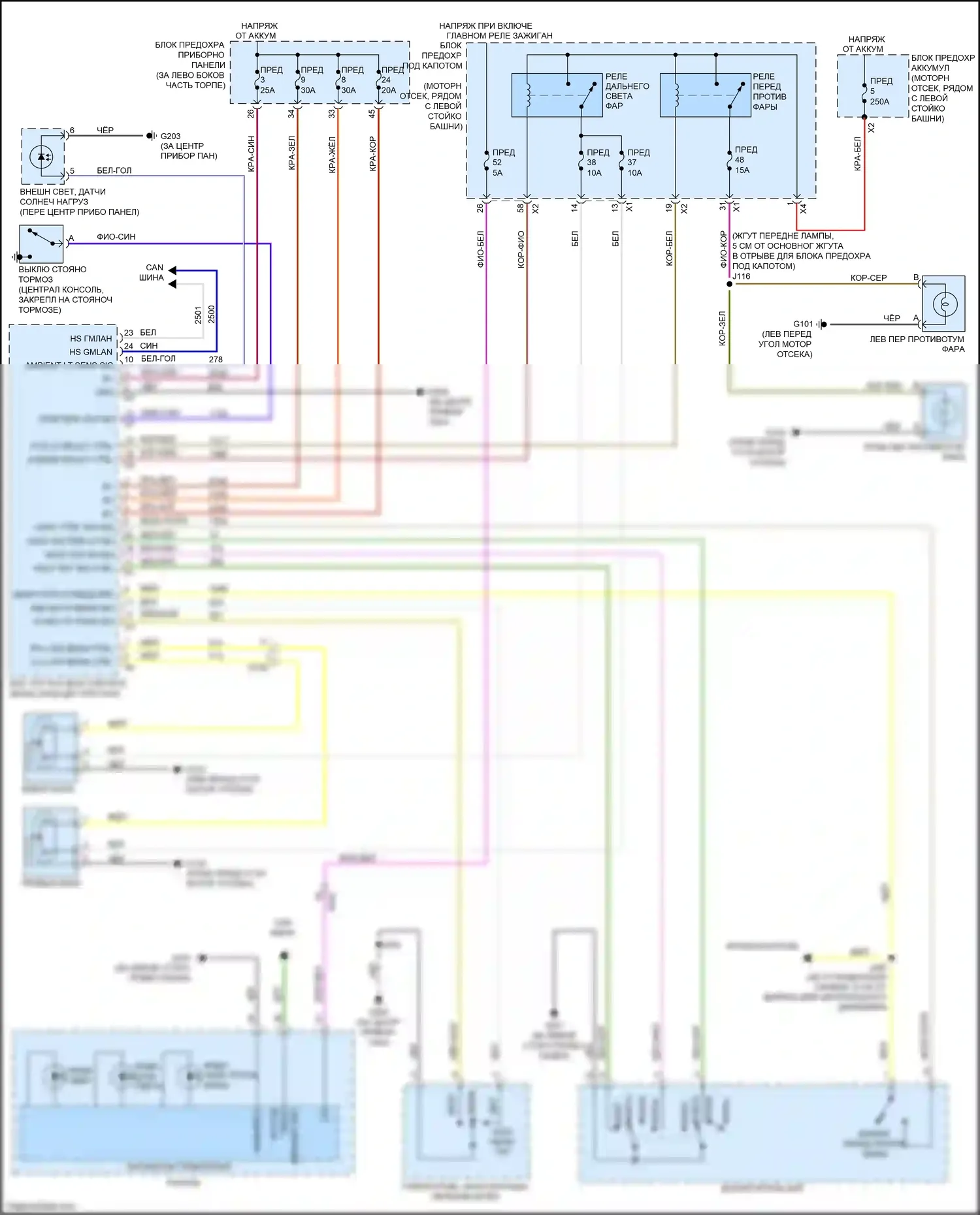 Cruze Chevrolet I рестайлинг (2012-2015): Электросхема фар 