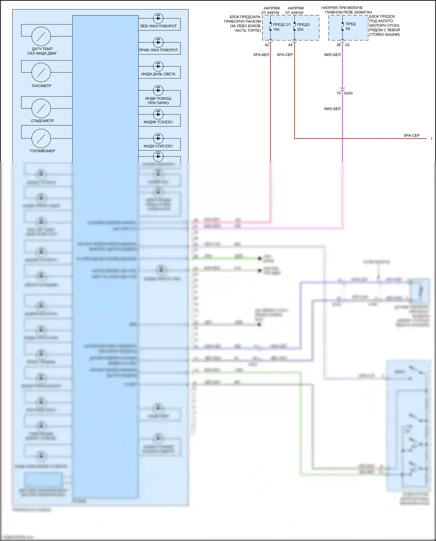 Cruze Chevrolet I рестайлинг (2012-2015): Электросхема приборной панели (1 из 2) 