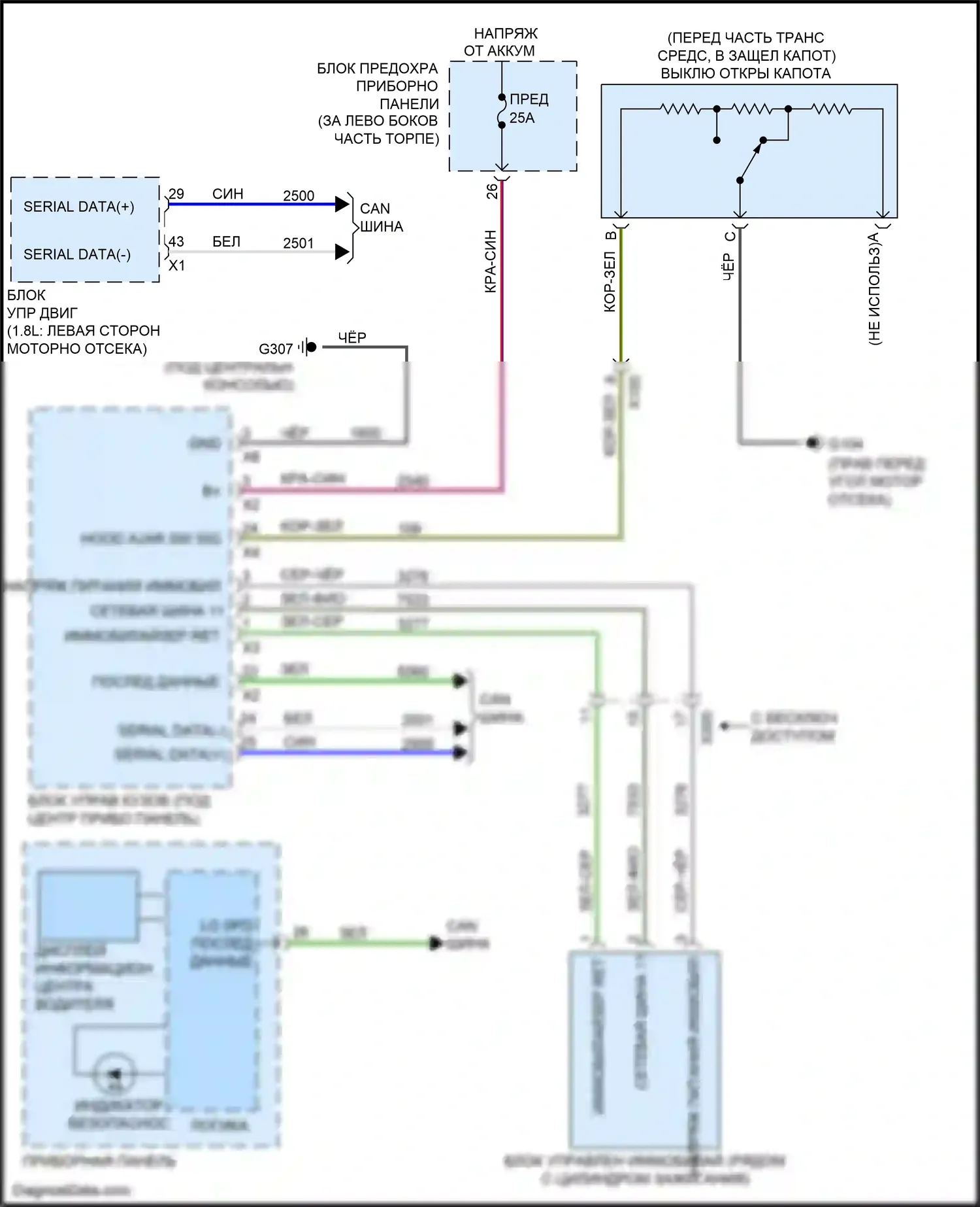Cruze Chevrolet I рестайлинг (2012-2015): Электросхема пассажирского ключа 