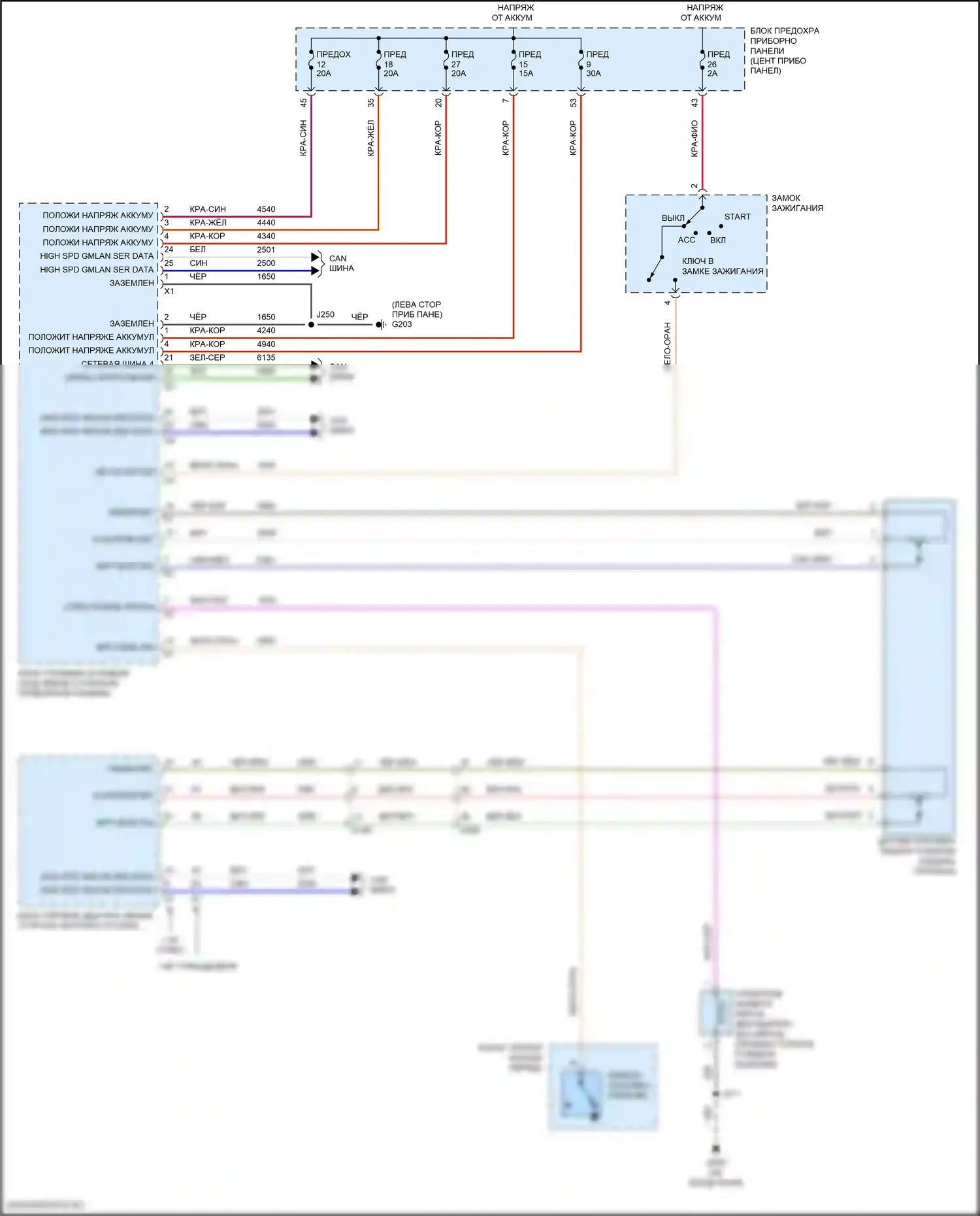 Cruze Chevrolet II (2015-2024): Электросхема электромагнита замка зажигания 