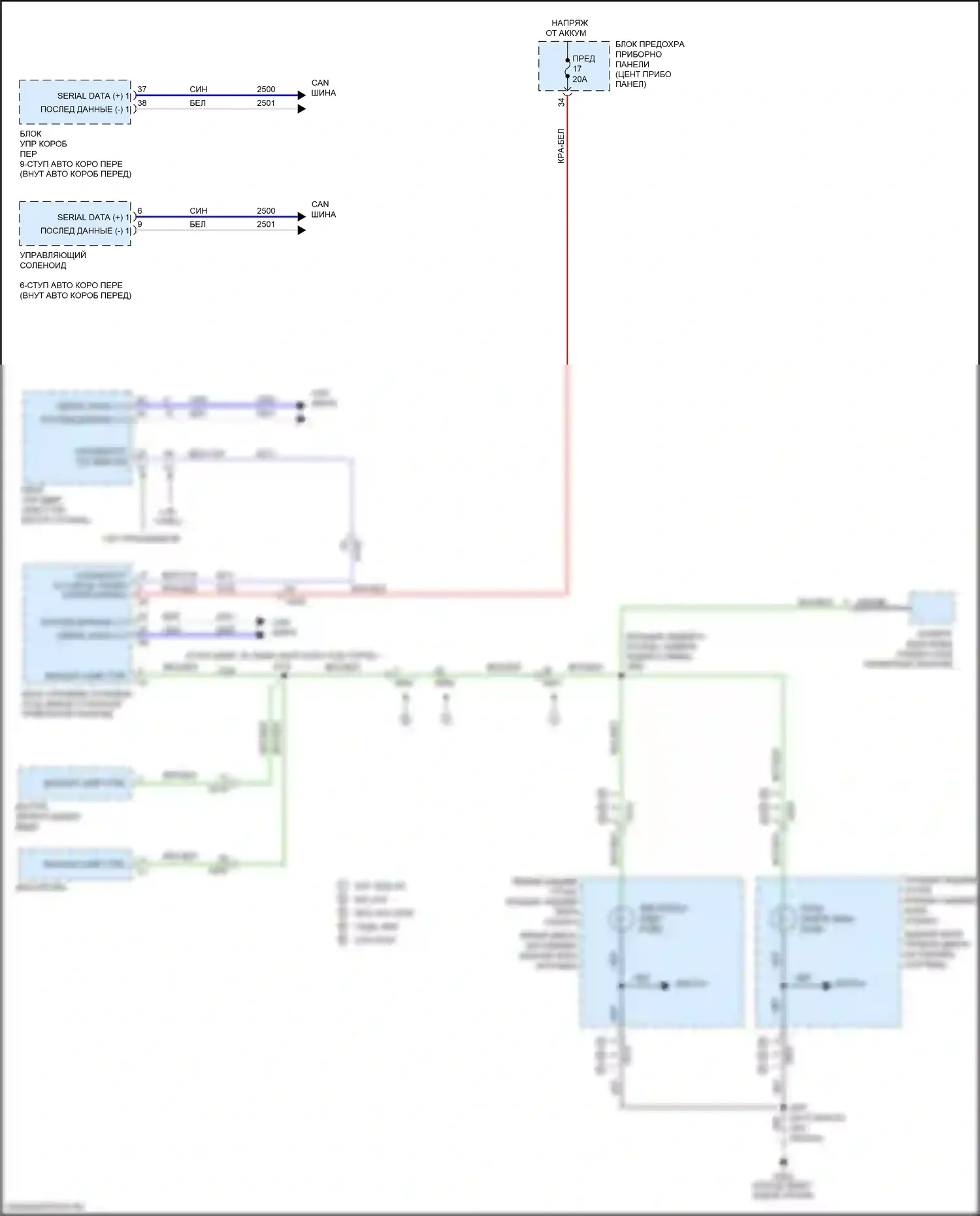Cruze Chevrolet II (2015-2024): Электросхема фонарей заднего хода 