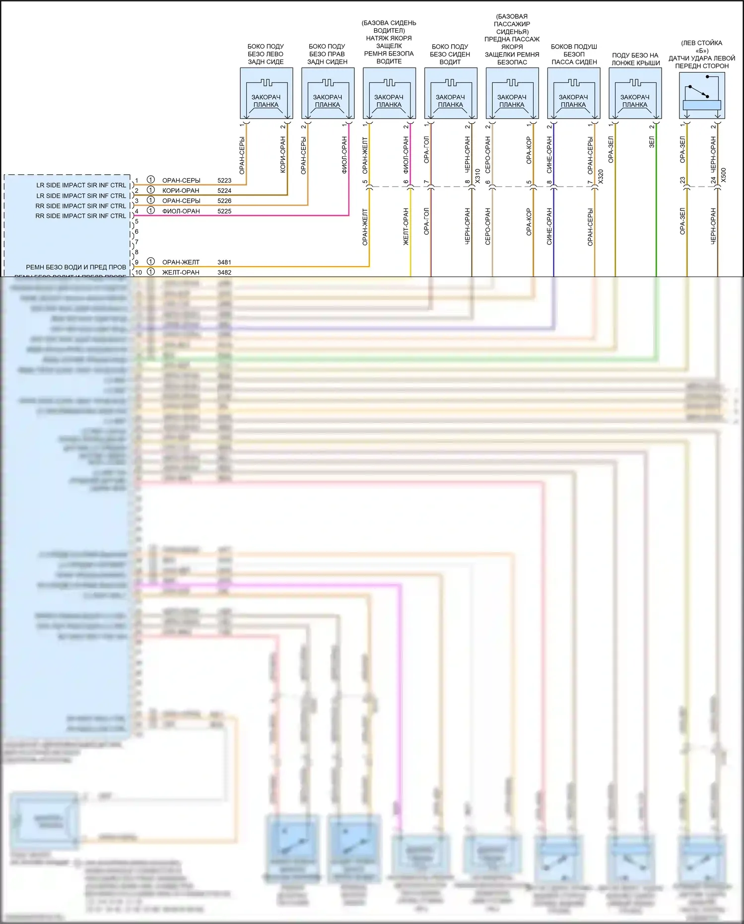 Cruze Chevrolet II (2015-2024): Электросхема подушек безопасности (1 из 2) 