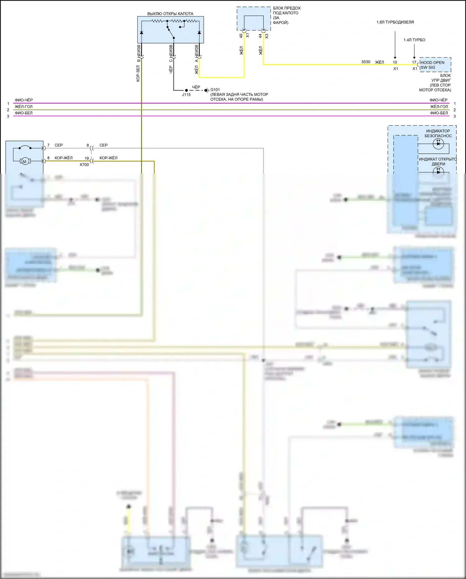 Cruze Chevrolet II (2015-2024): Электросхема с принудительным вводом, с пассивным вводом без ключа (2 из 3) 