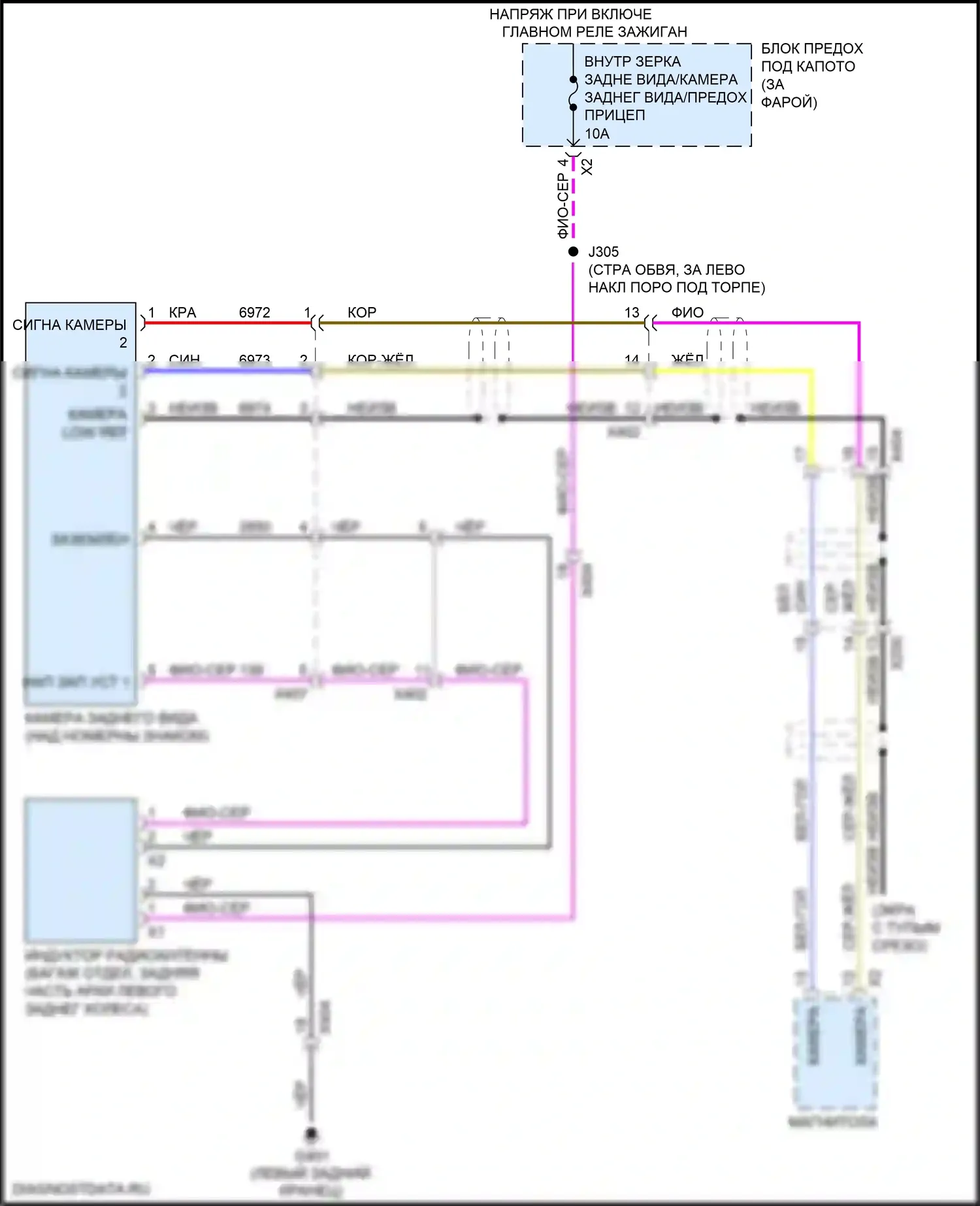 Cruze Chevrolet II (2015-2024): Электросхема камеры заднего вида, хэтчбек 